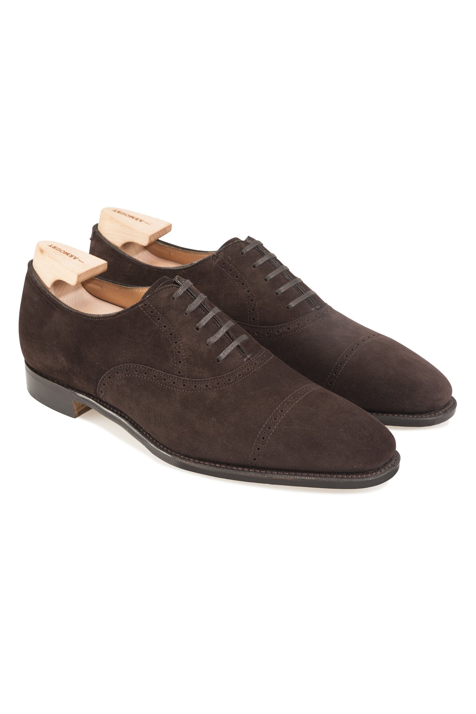 The Armoury Hajime Wyndham Brown Suede Self-Brogue Oxfords *factory seconds*