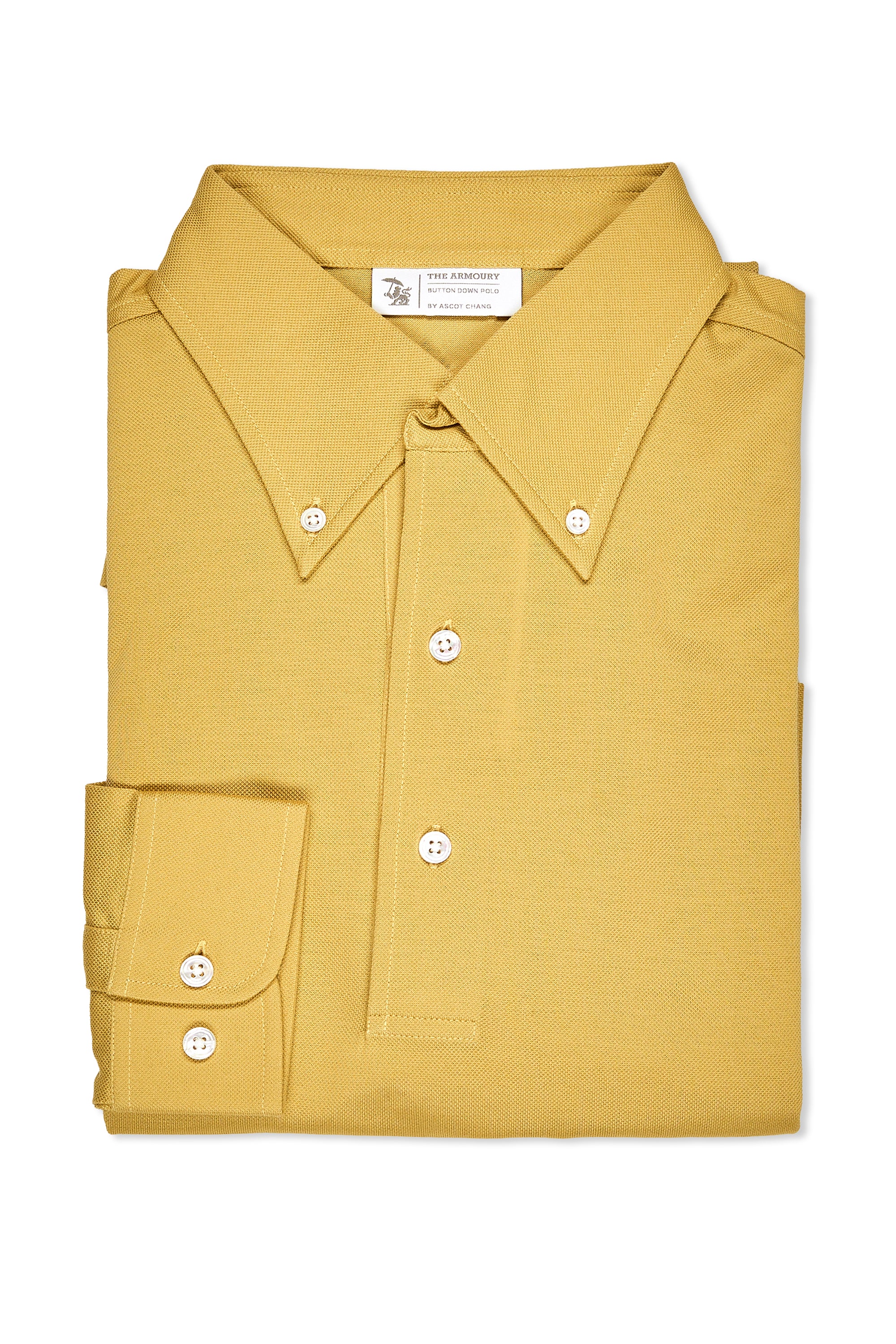 The Armoury Mustard Cotton Long Sleeve Button Down Polo