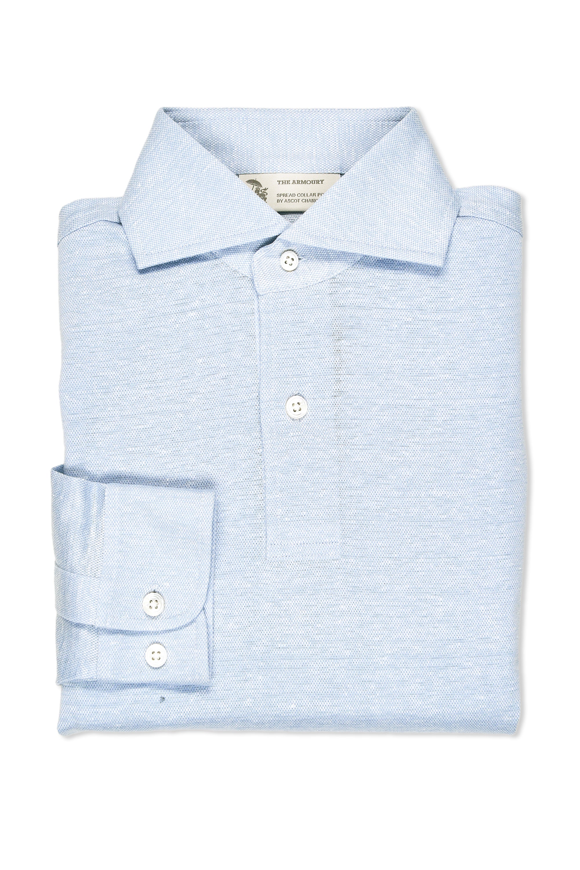The Armoury Silver Lake Cotton/Linen Long Sleeve Spread Collar Polo *sample*