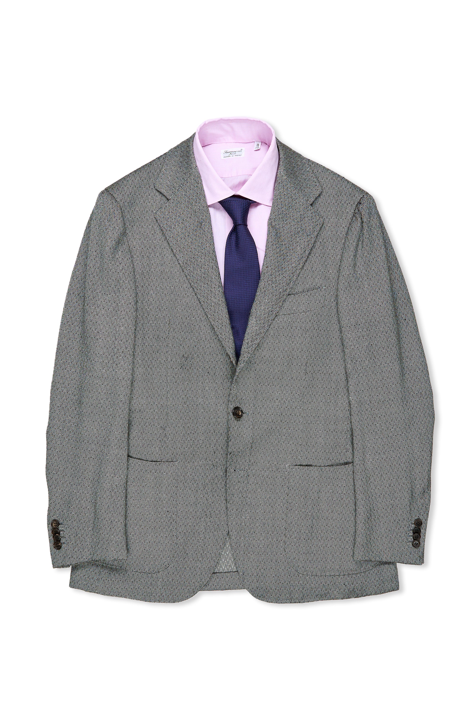 Ring Jacket Meister Grey Herringbone Wool Sport Coat MTO