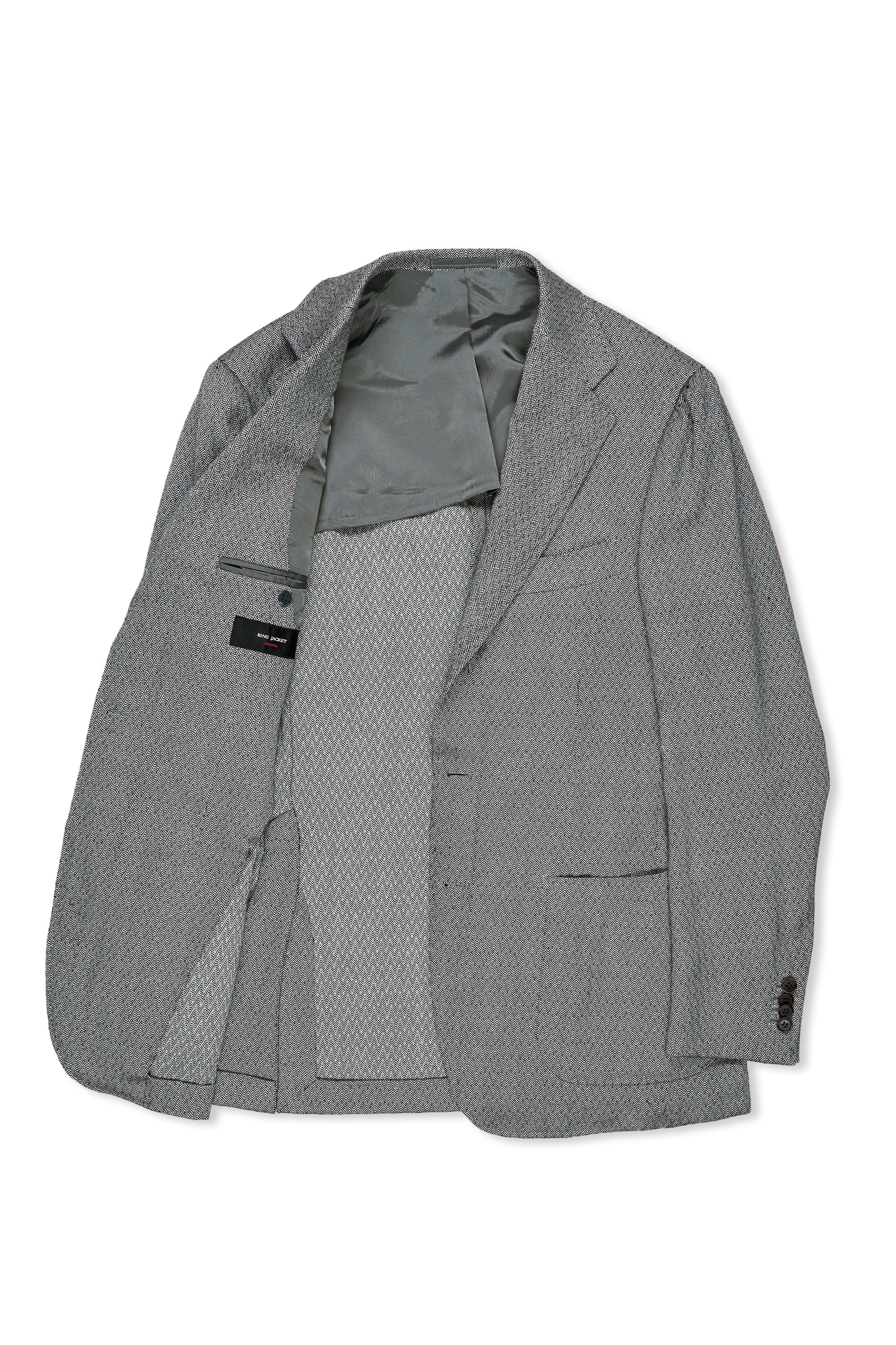 Ring Jacket Meister Grey Herringbone Wool Sport Coat MTO