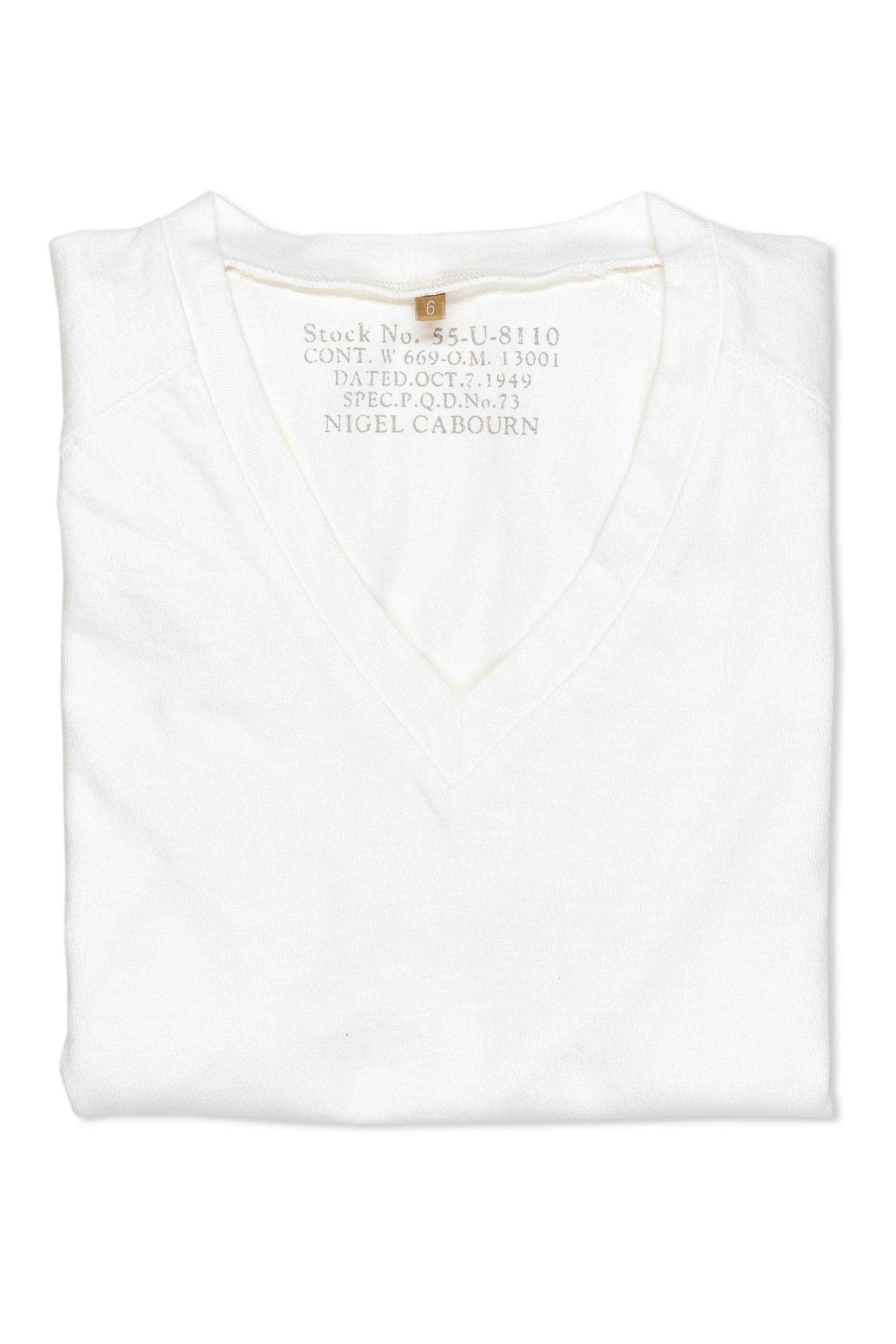 Nigel Cabourn Ladies V-Neck White T-Shirt