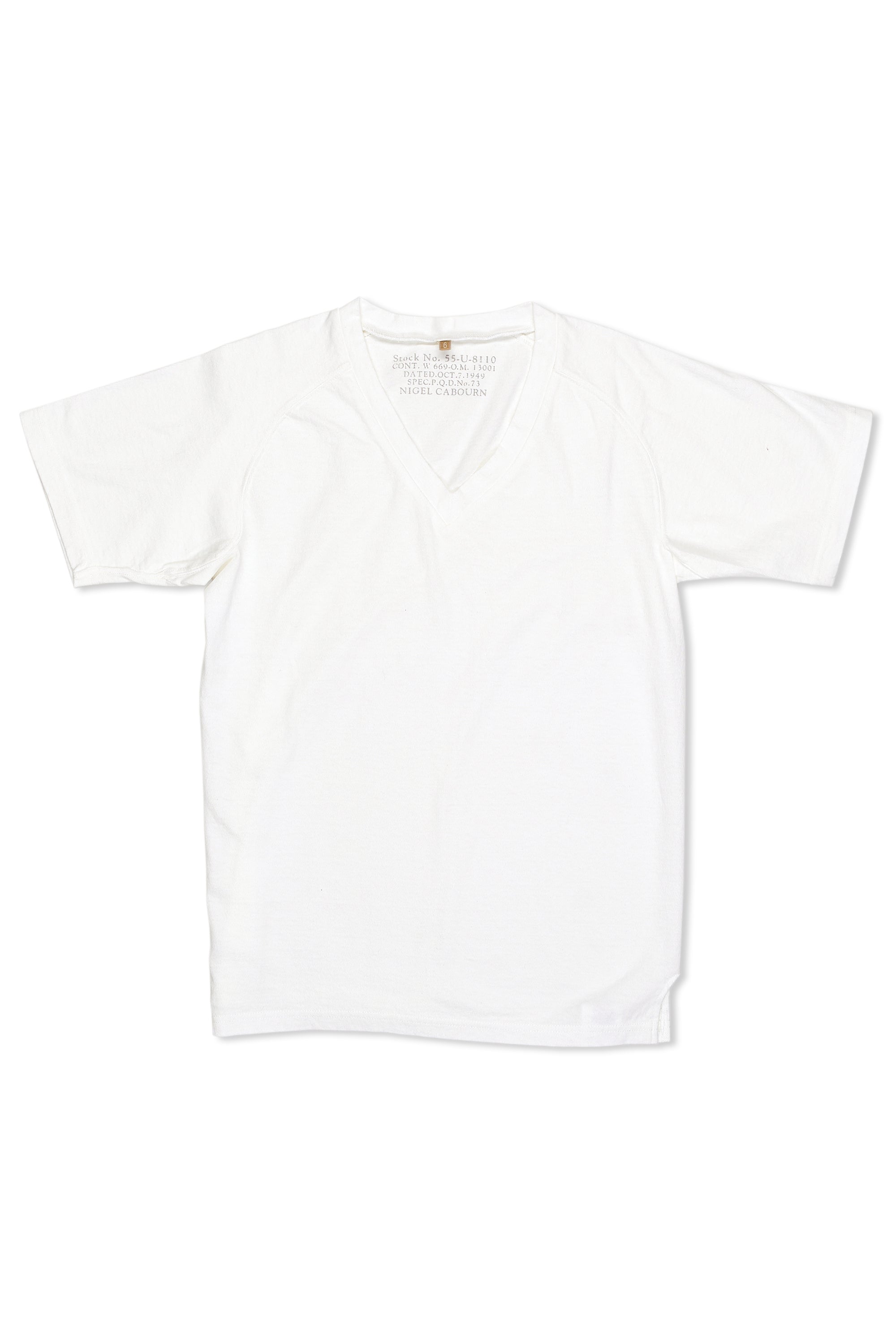 Nigel Cabourn Ladies V-Neck White T-Shirt