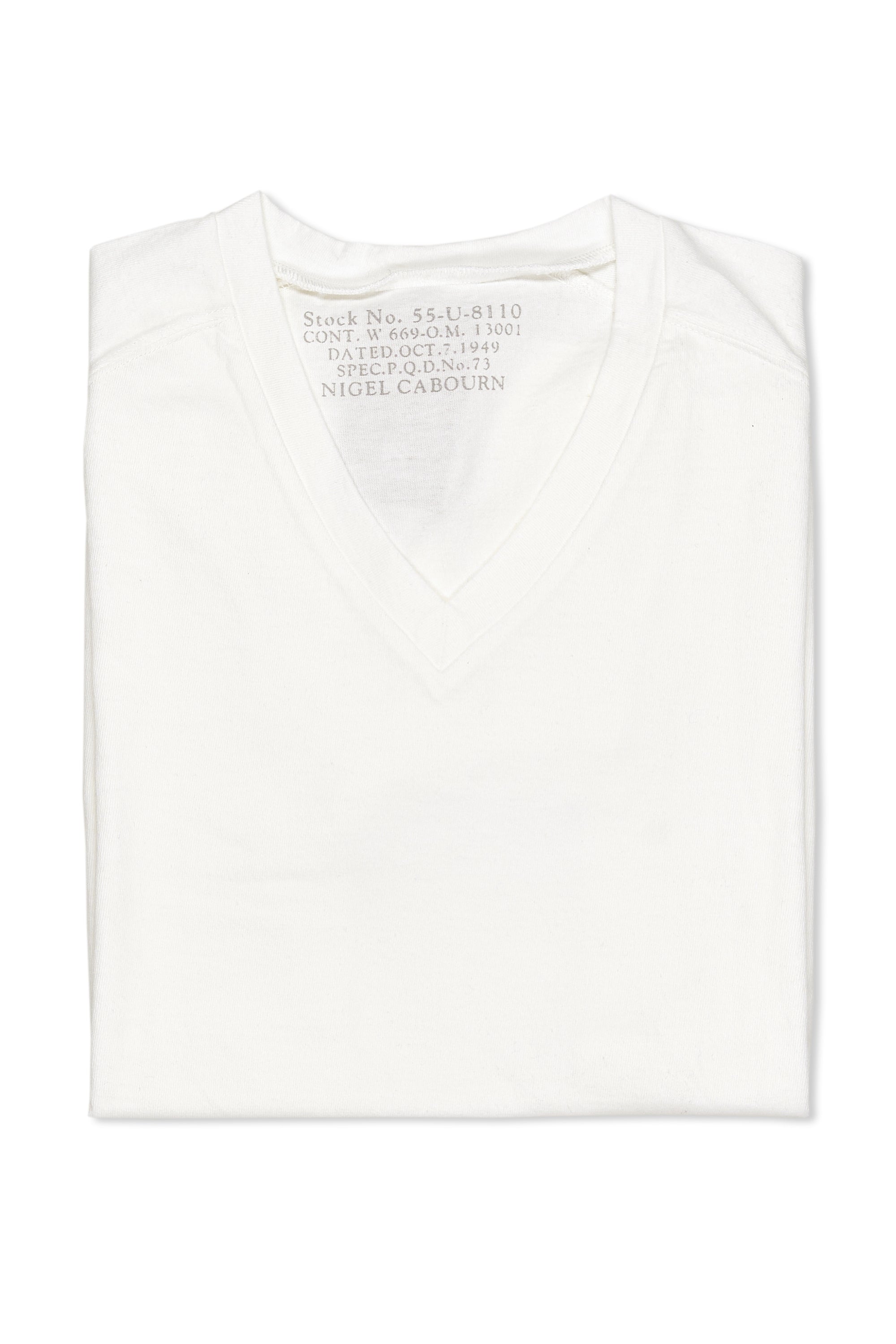 Nigel Cabourn Ladies White V-Neck T-Shirt