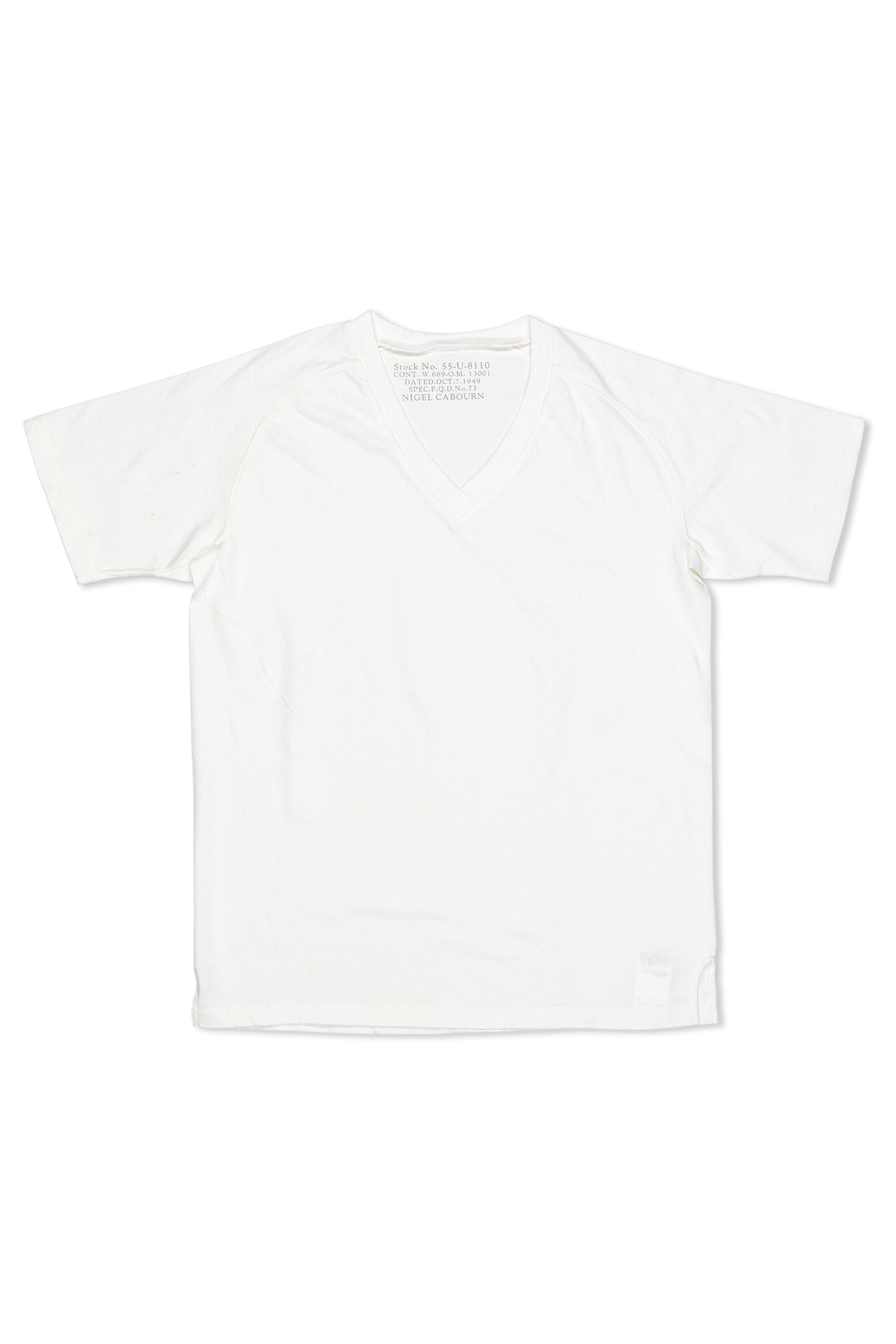 Nigel Cabourn Ladies White V-Neck T-Shirt