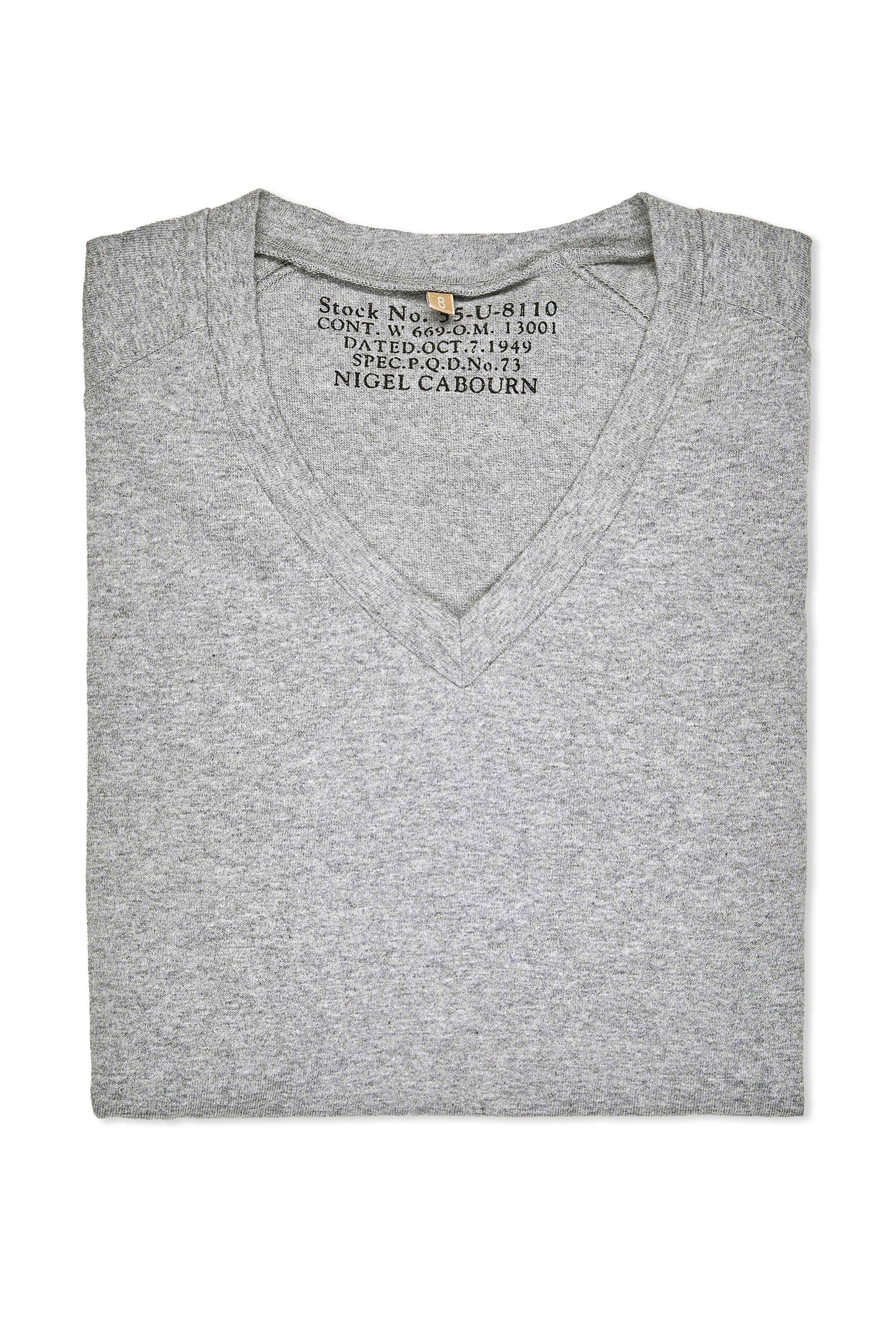 Nigel Cabourn Ladies Grey V-Neck T-Shirt