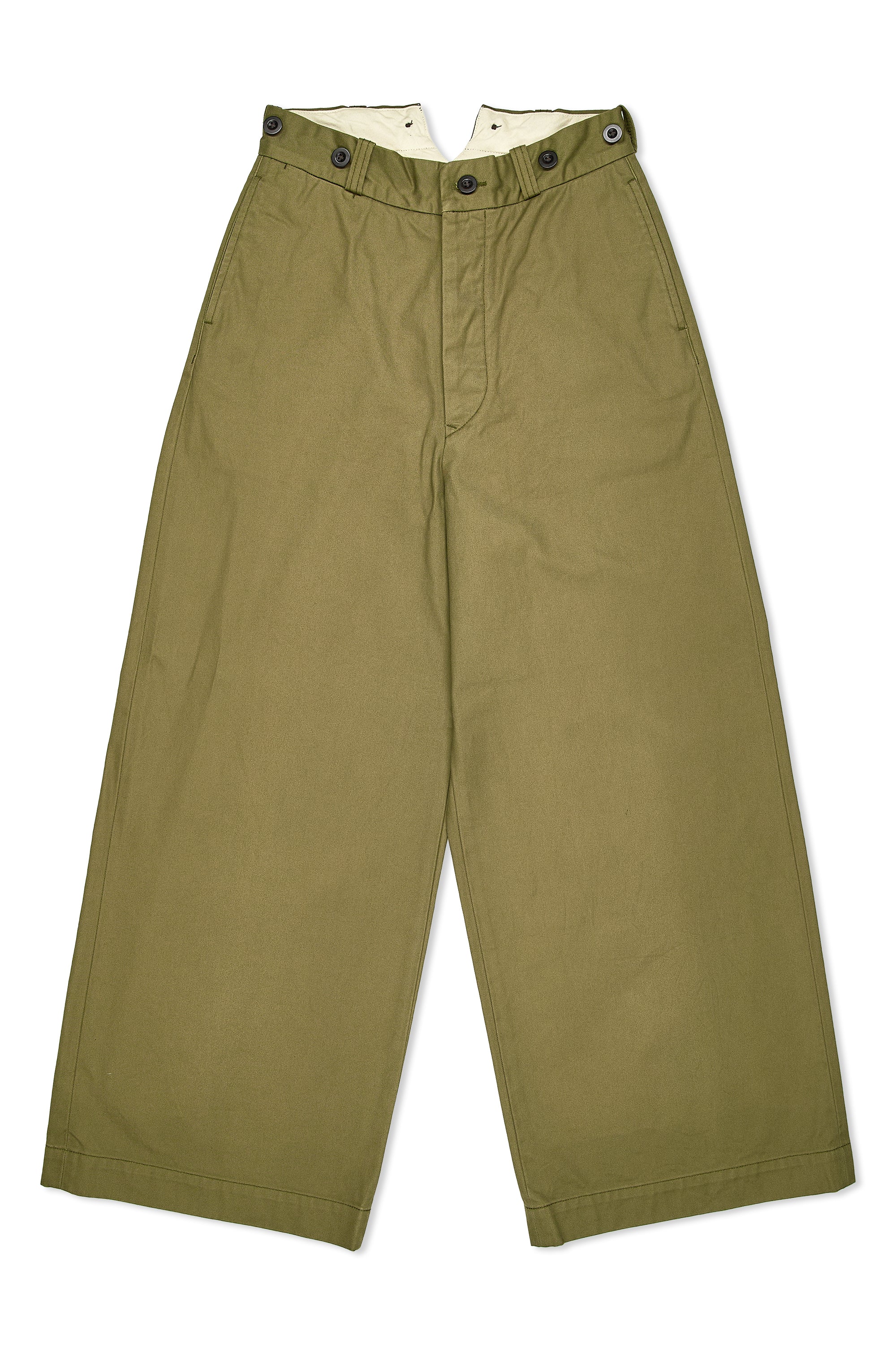 Nigel Cabourn Ladies Green Classic Wide Chino Pants
