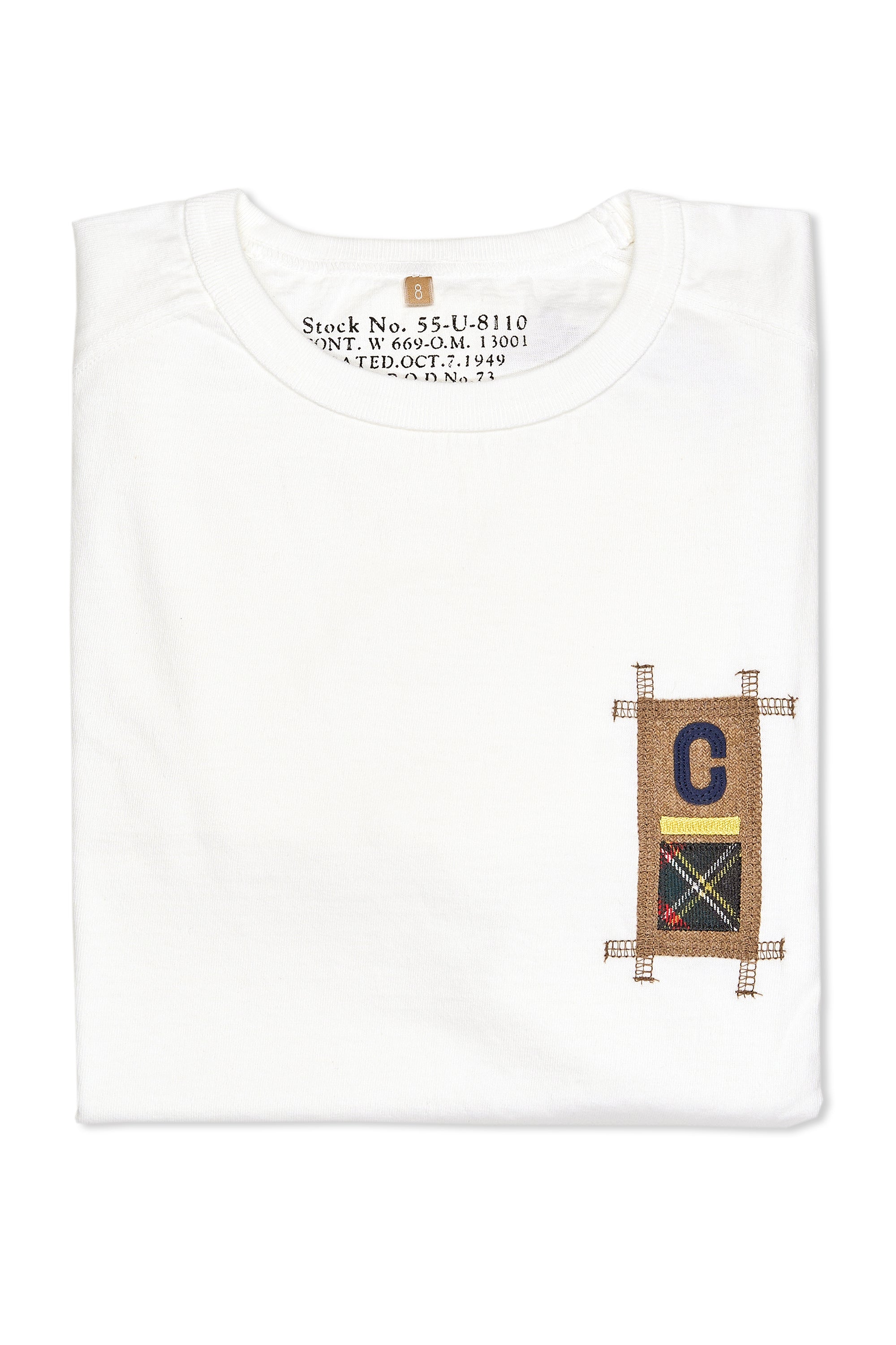 Nigel Cabourn Ladies Off White Badges Cotton Long T-Shirt
