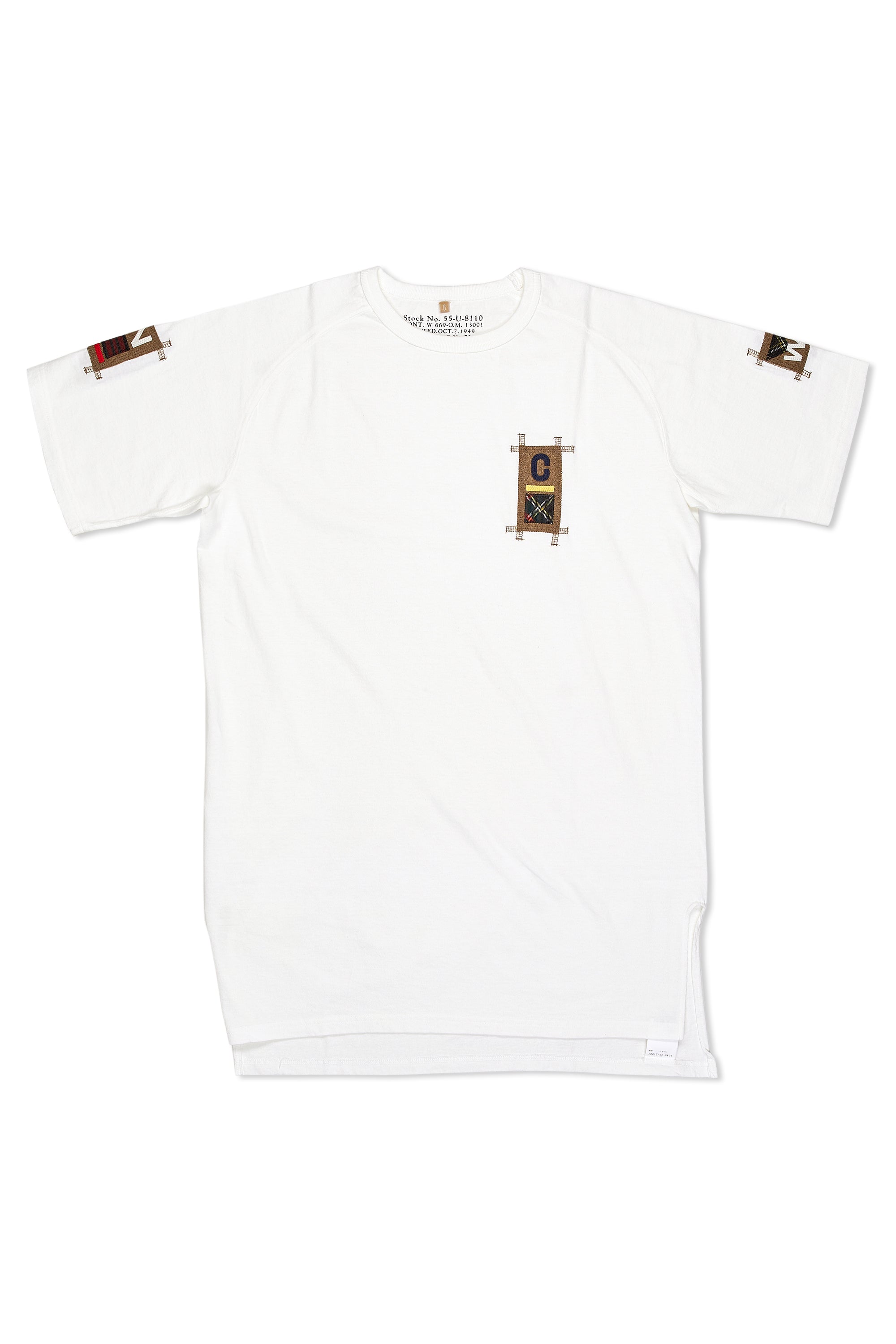 Nigel Cabourn Ladies Off White Badges Cotton Long T-Shirt