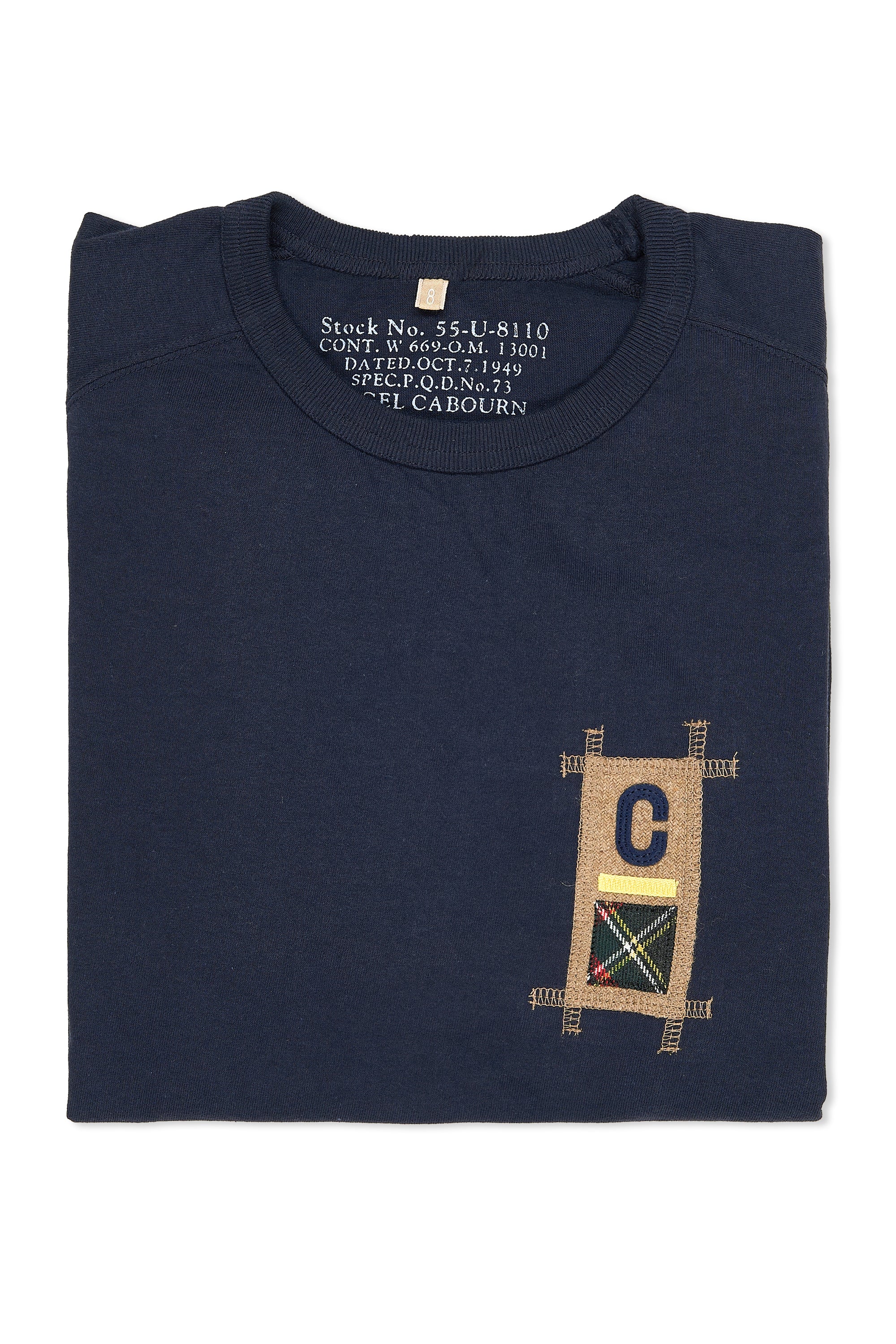 Nigel Cabourn Ladies Navy Badges Cotton Long T-Shirt