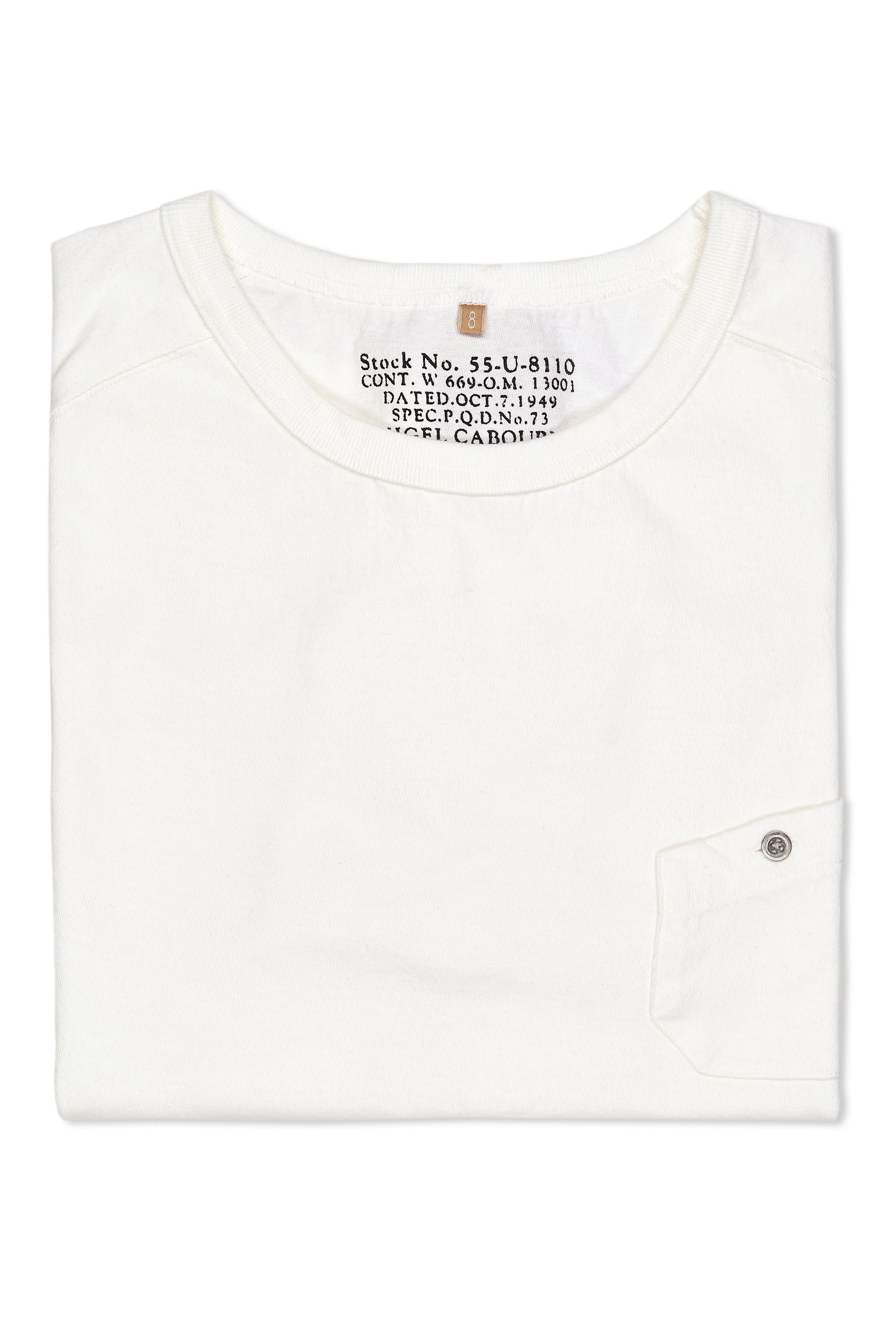 Nigel Cabourn Ladies White Classic Freedom Sleeve Big T-Shirt