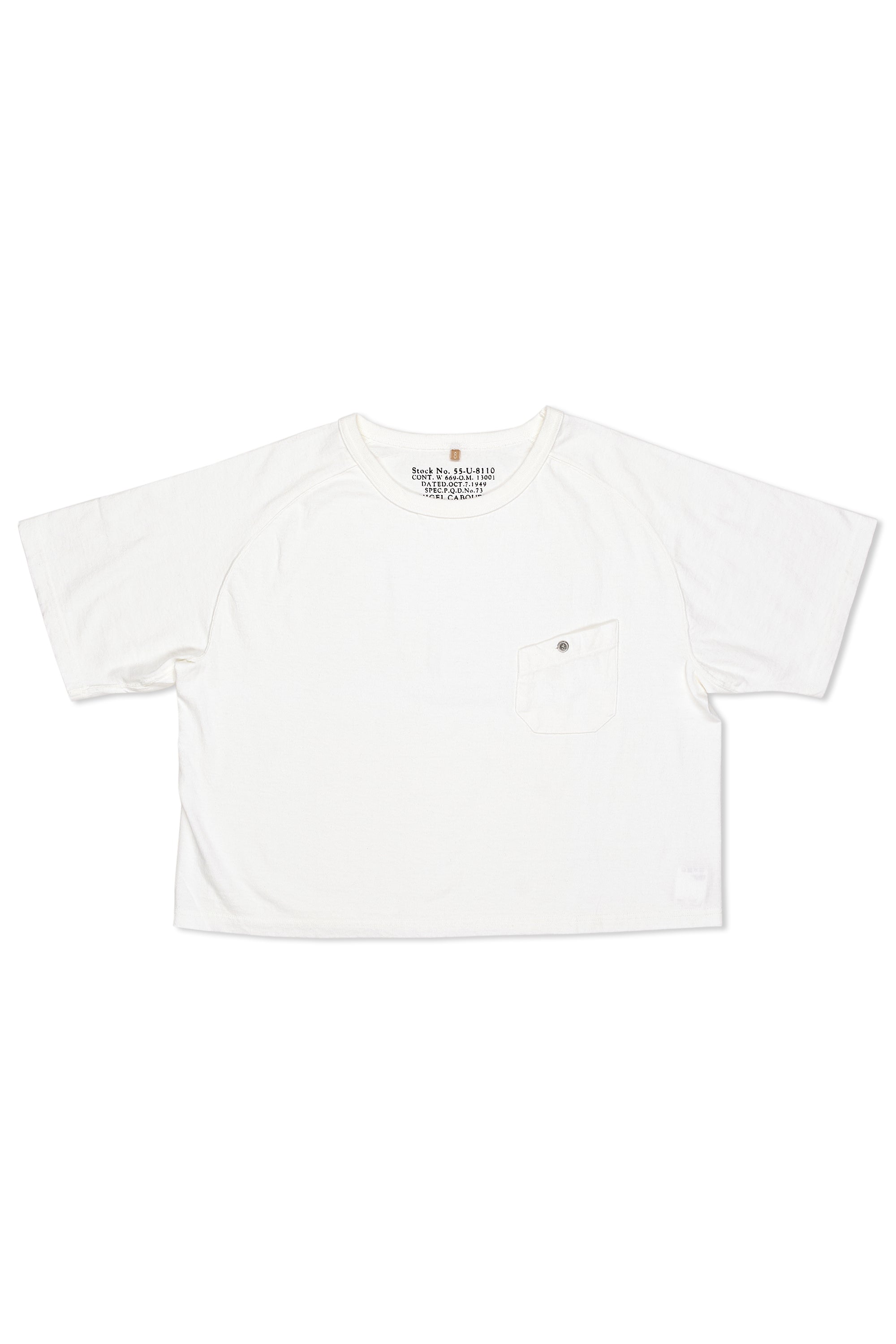 Nigel Cabourn Ladies White Classic Freedom Sleeve Big T-Shirt