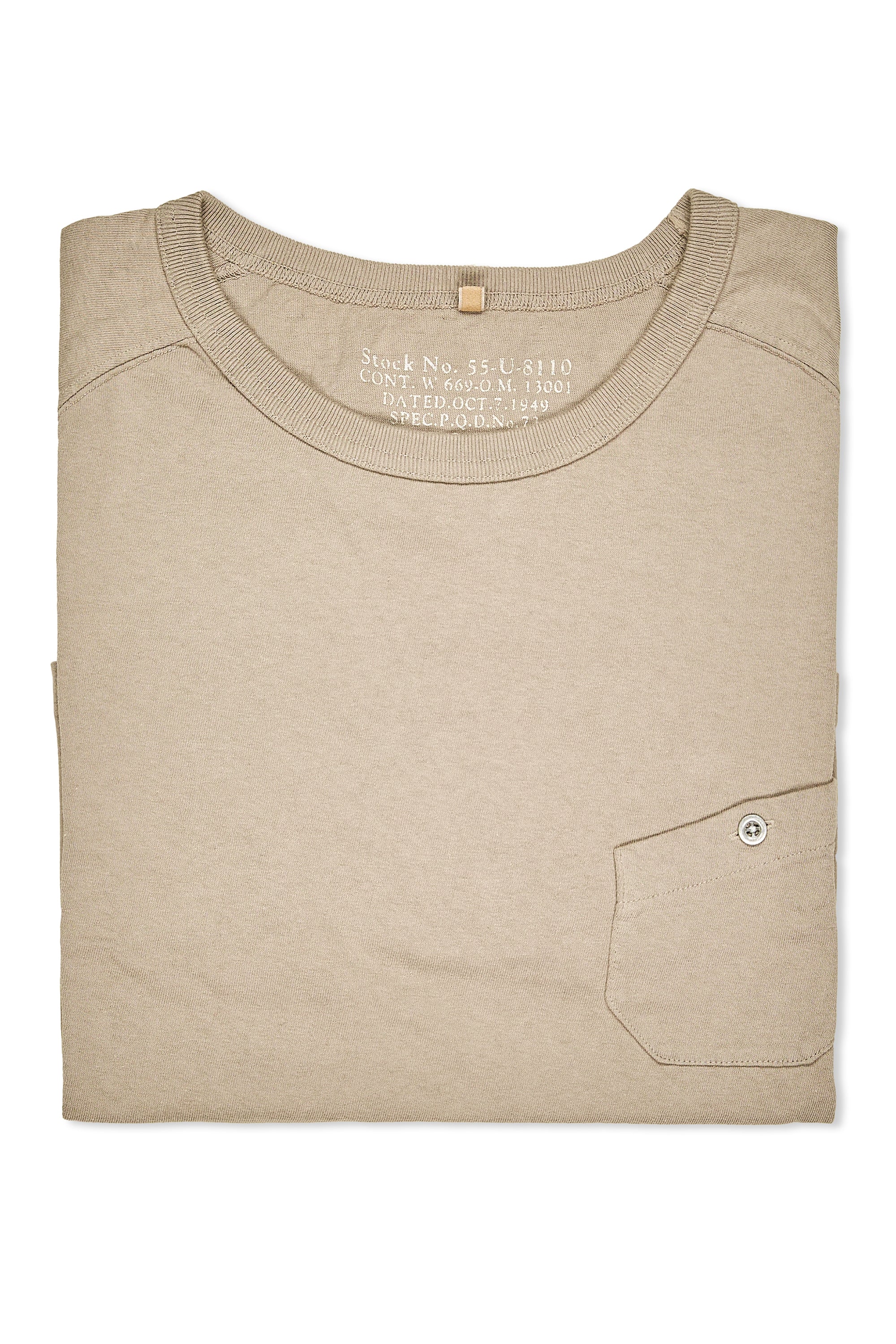 Nigel Cabourn Ladies Dark Beige Classic Freedom Sleeve Big T-Shirt
