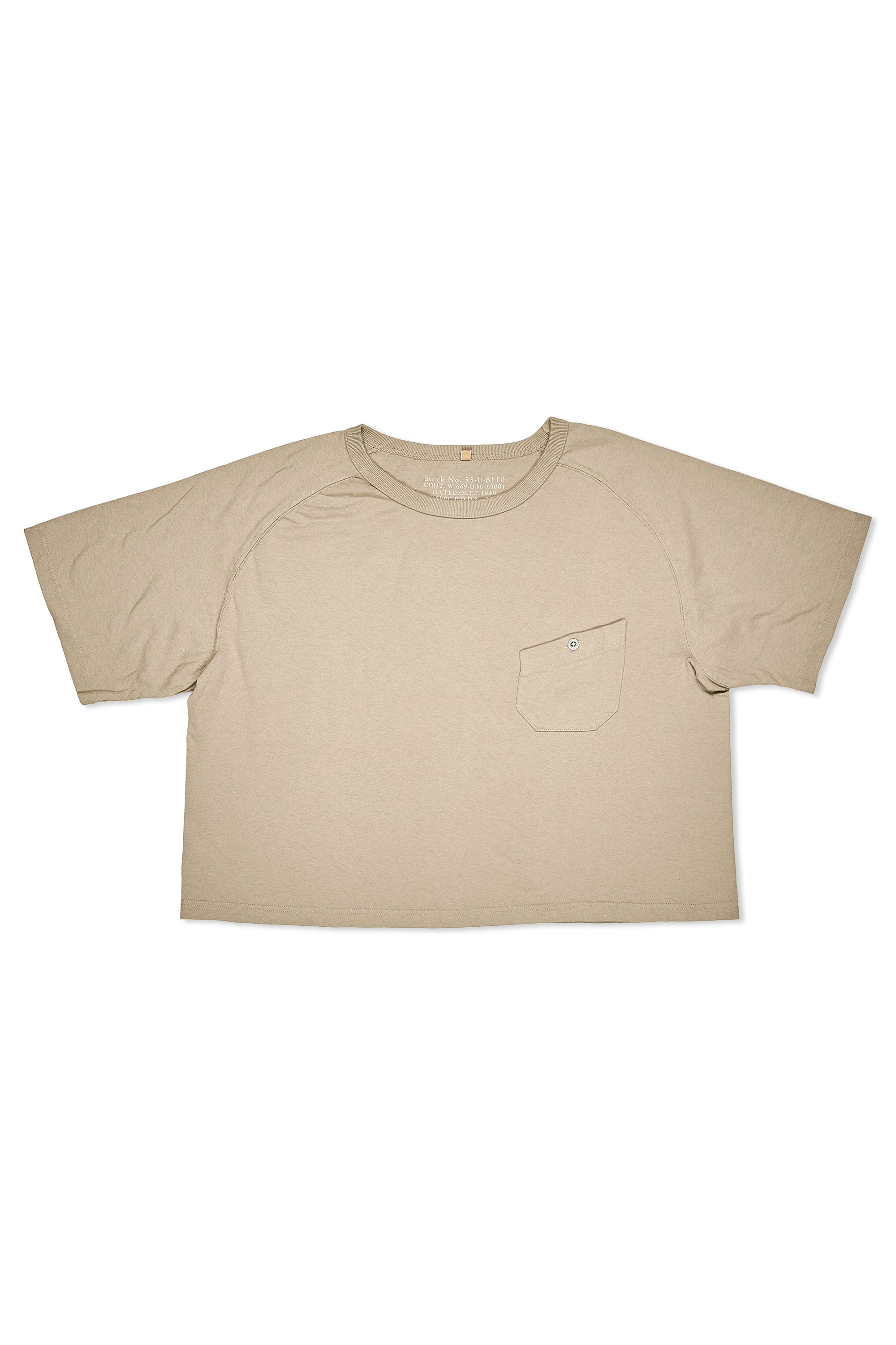 Nigel Cabourn Ladies Dark Beige Classic Freedom Sleeve Big T-Shirt