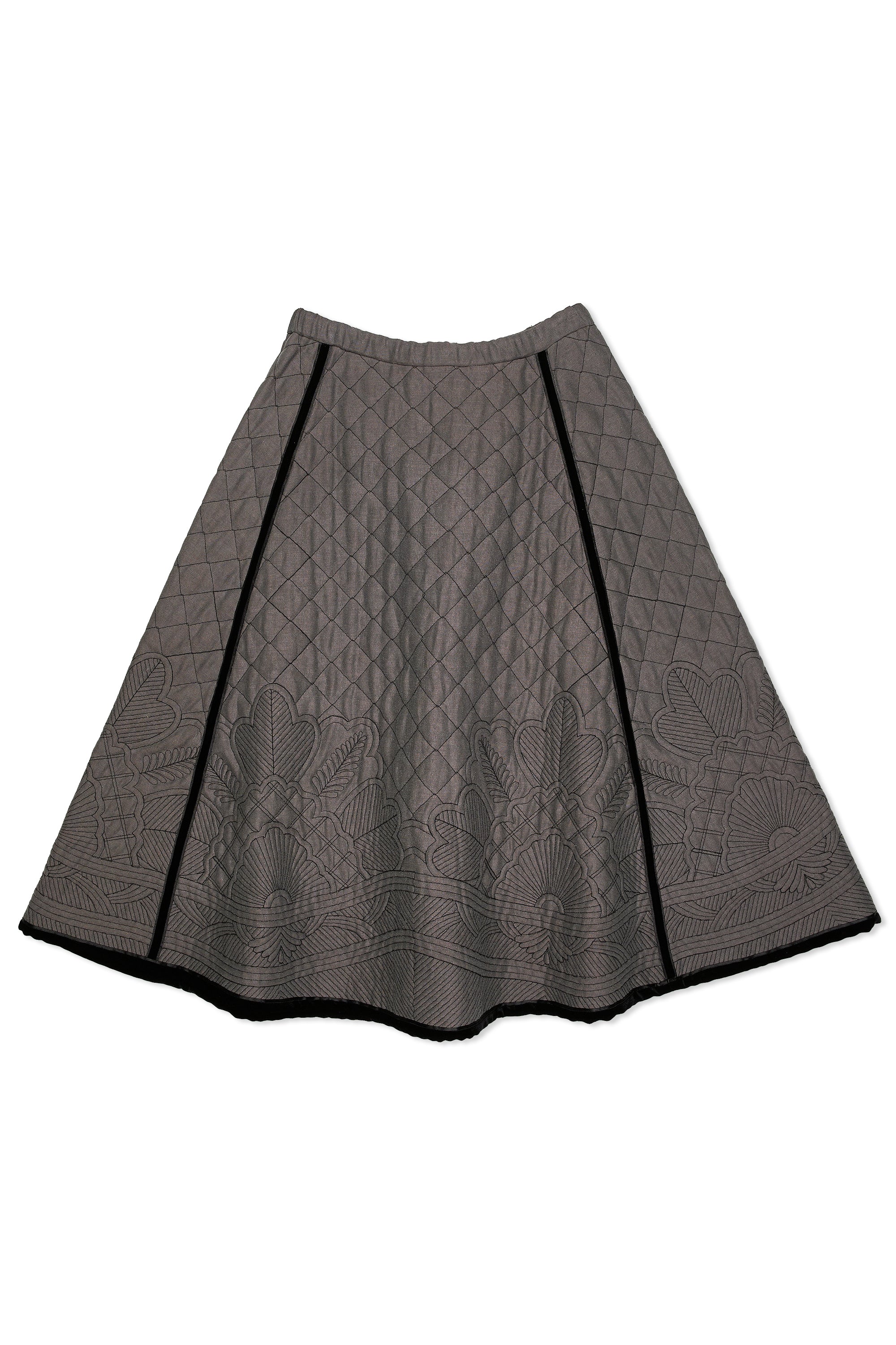 Nigel Cabourn Ladies Grey Silk Linen Embroidery Kilt