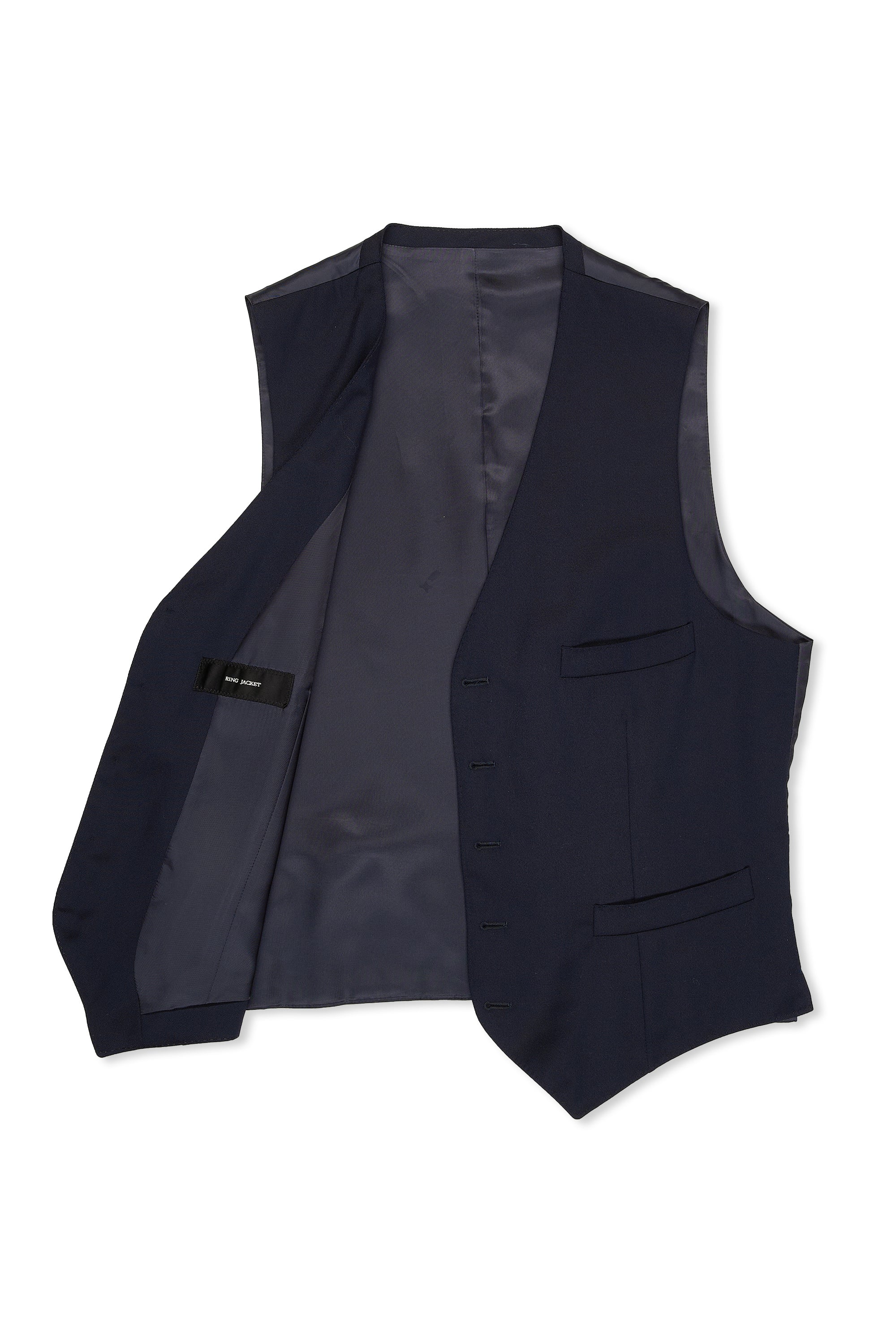 Ring Jacket Navy Covert Wool Waistcoat
