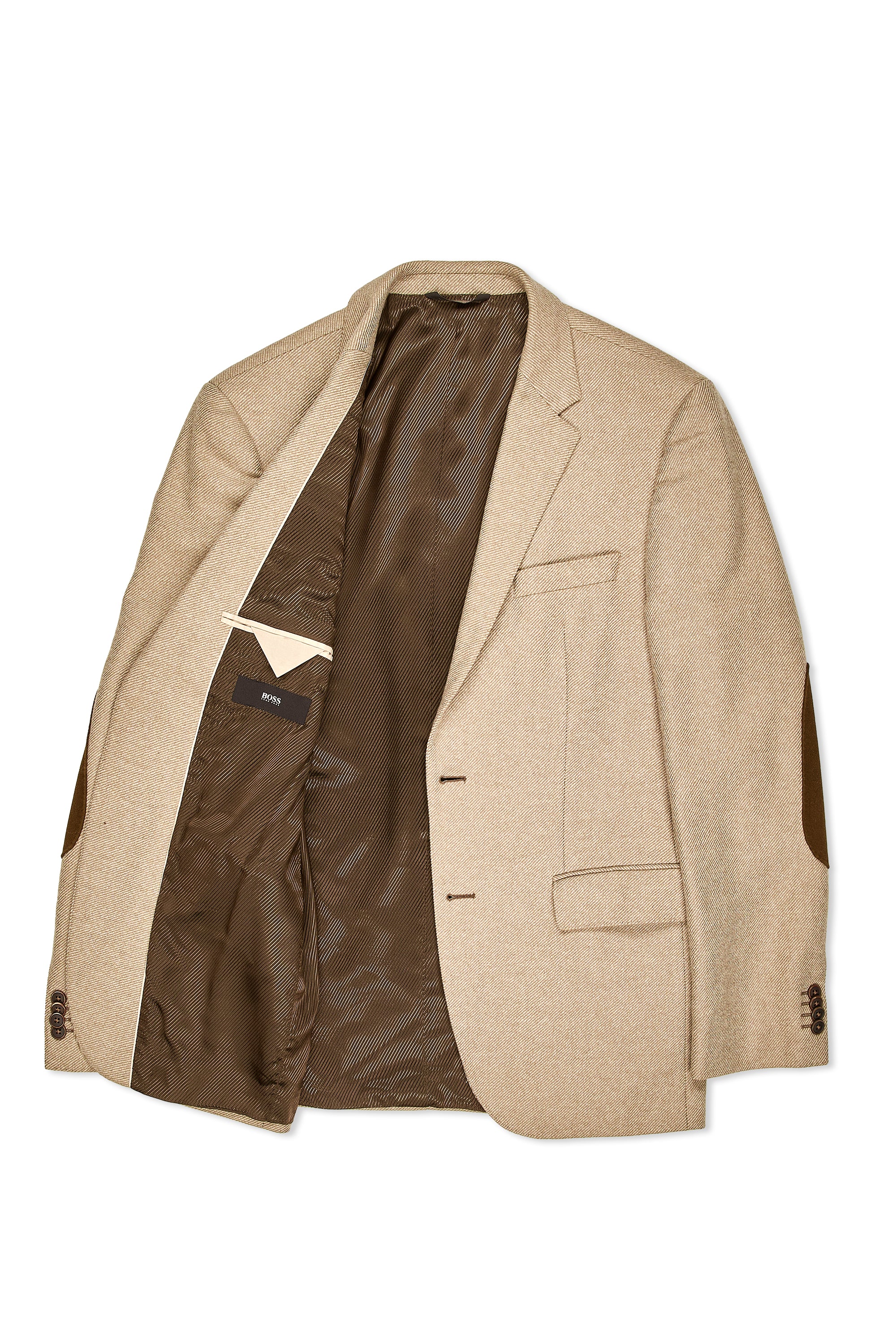 Hugo Boss Beige Wool Twill Sport Coat with Elbow Patches