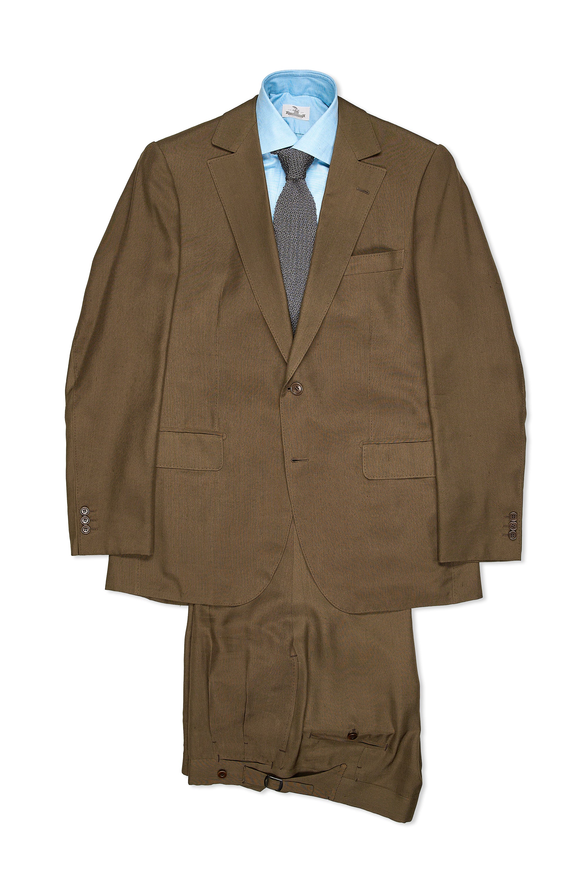 Camps De Luca Olive Brown Silk Jacket with Ambrosi Trousers Bespoke