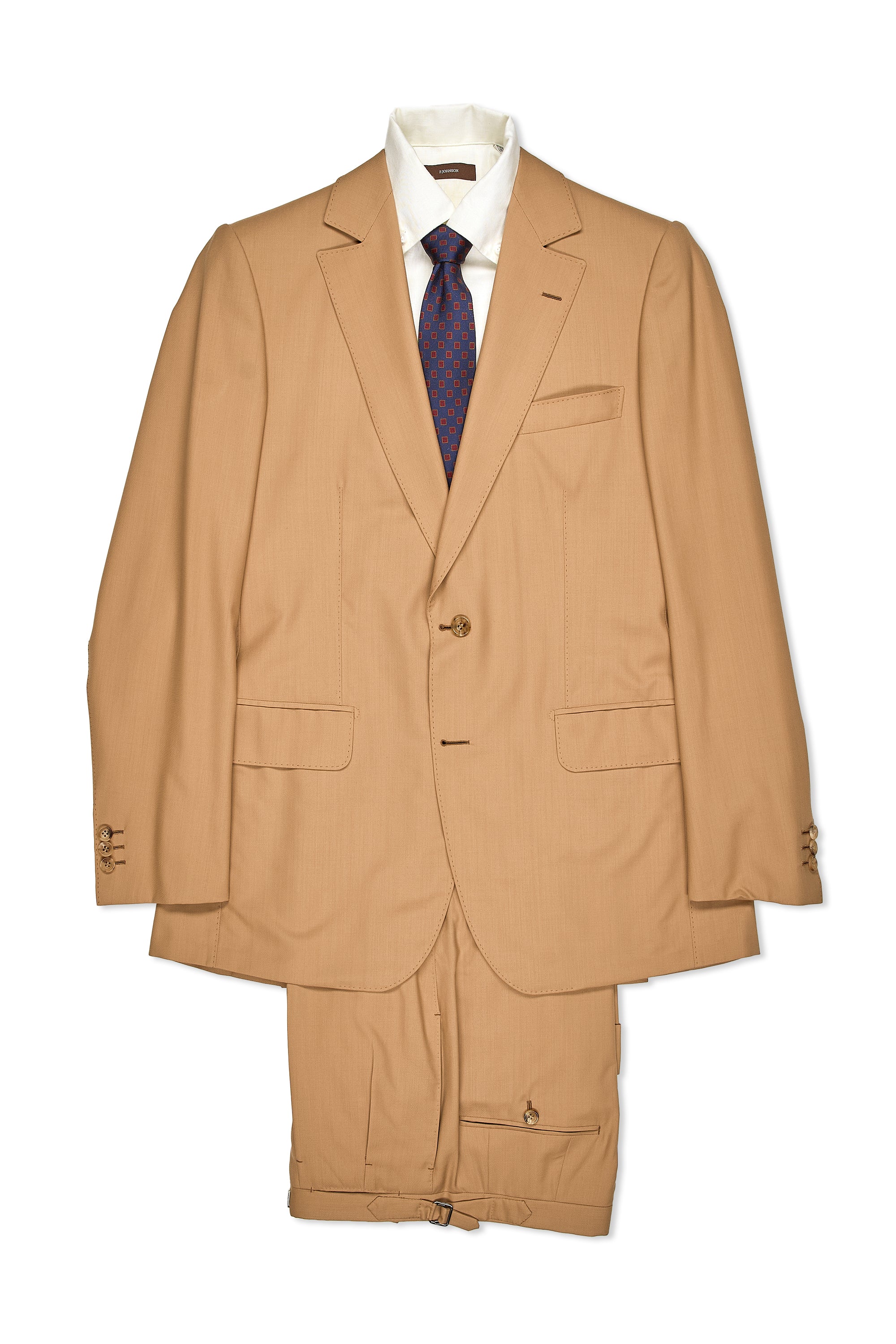 Camps De Luca Camel Wool Suit with Hermes Silk Scarf Lining Bespoke
