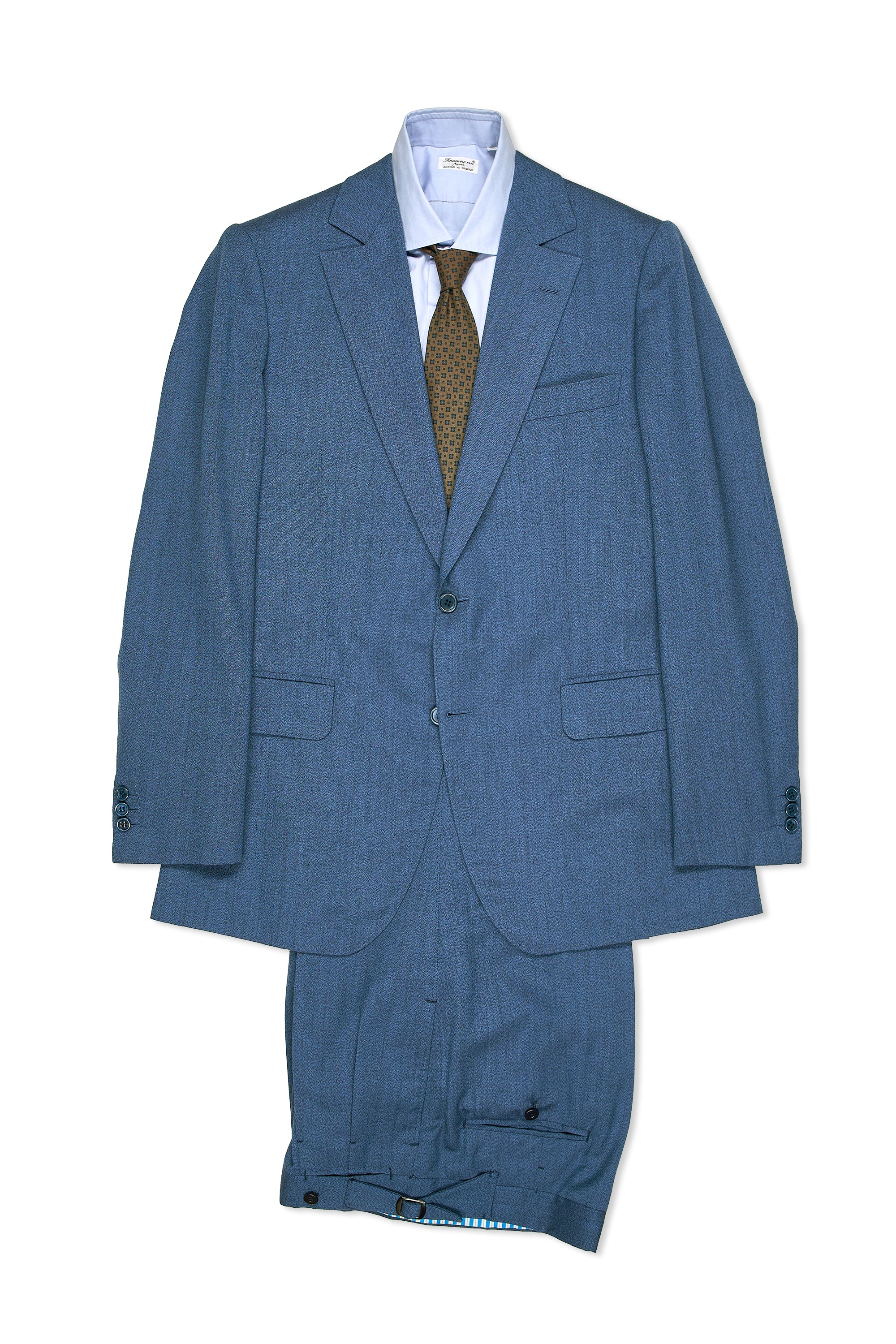 Camps De Luca Blue 3-Ply Summertime Cashmere Jacket with Hermes Silk Scarf Lining and Ambrosi Trousers Bespoke