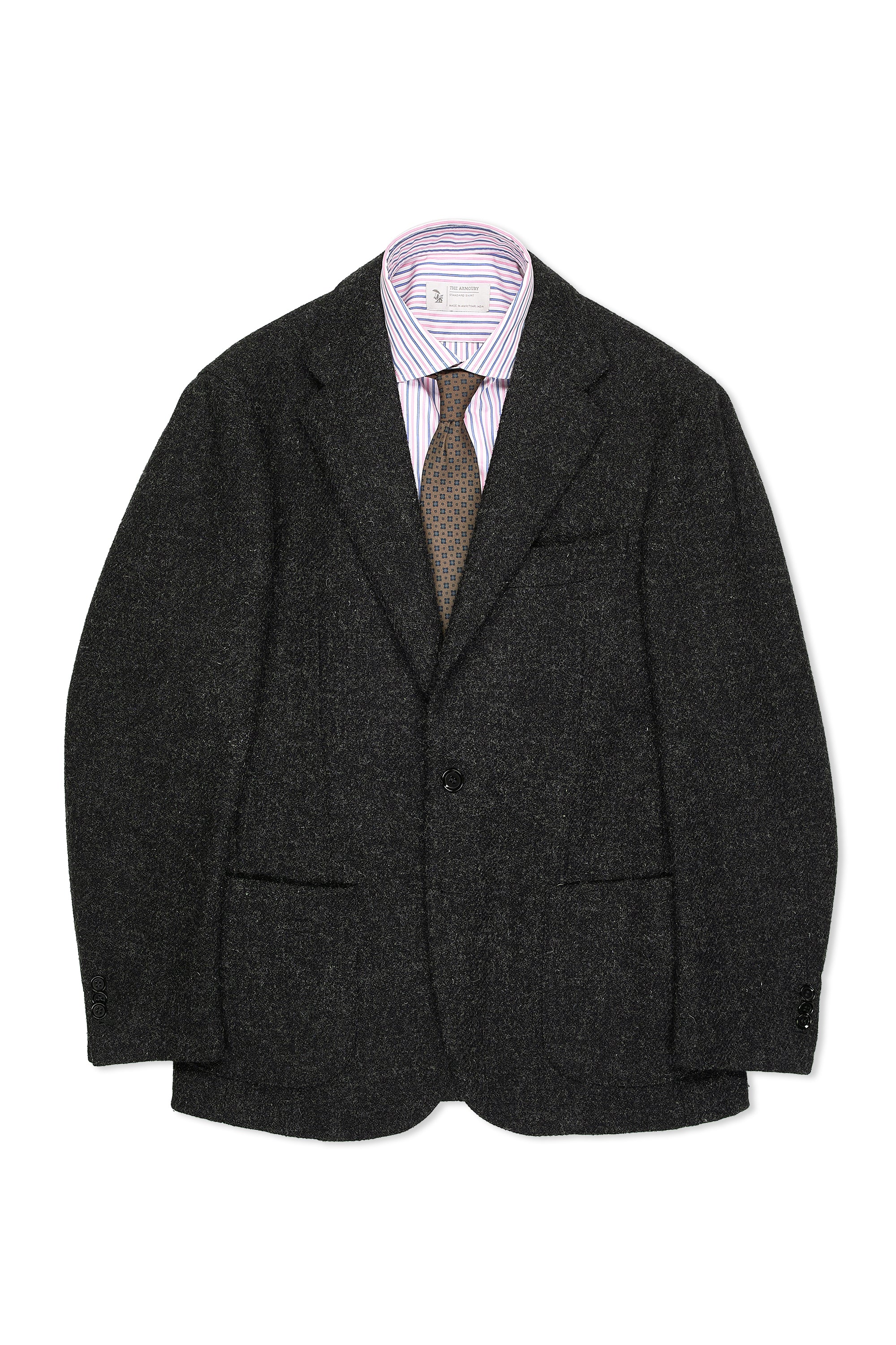 Ring Jacket Charcoal Wool Tweed Sport Coat