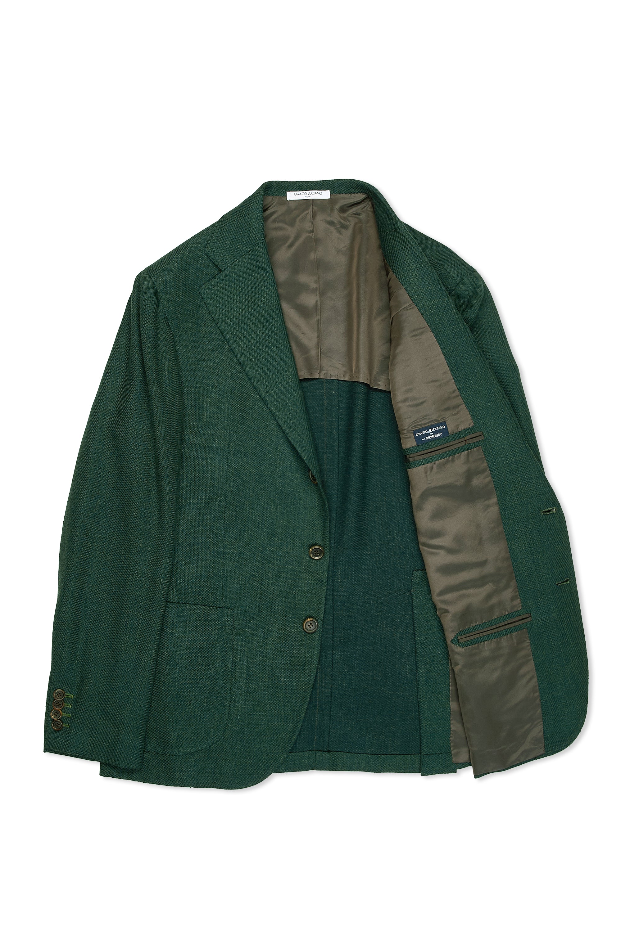 Orazio Luciano Green Wool/Silk/Linen Sport Coat