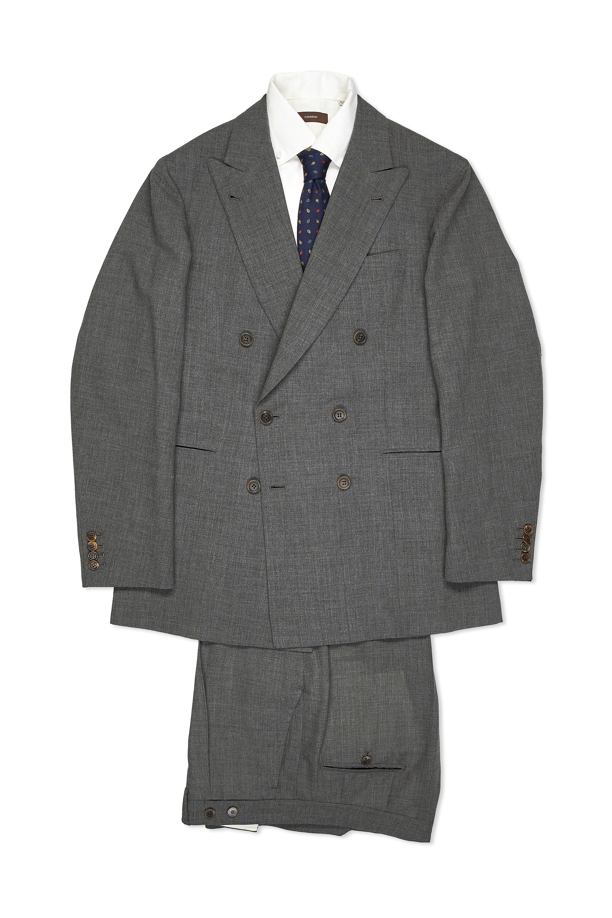 Orazio Luciano Mid Grey Wool Double Breasted Suit