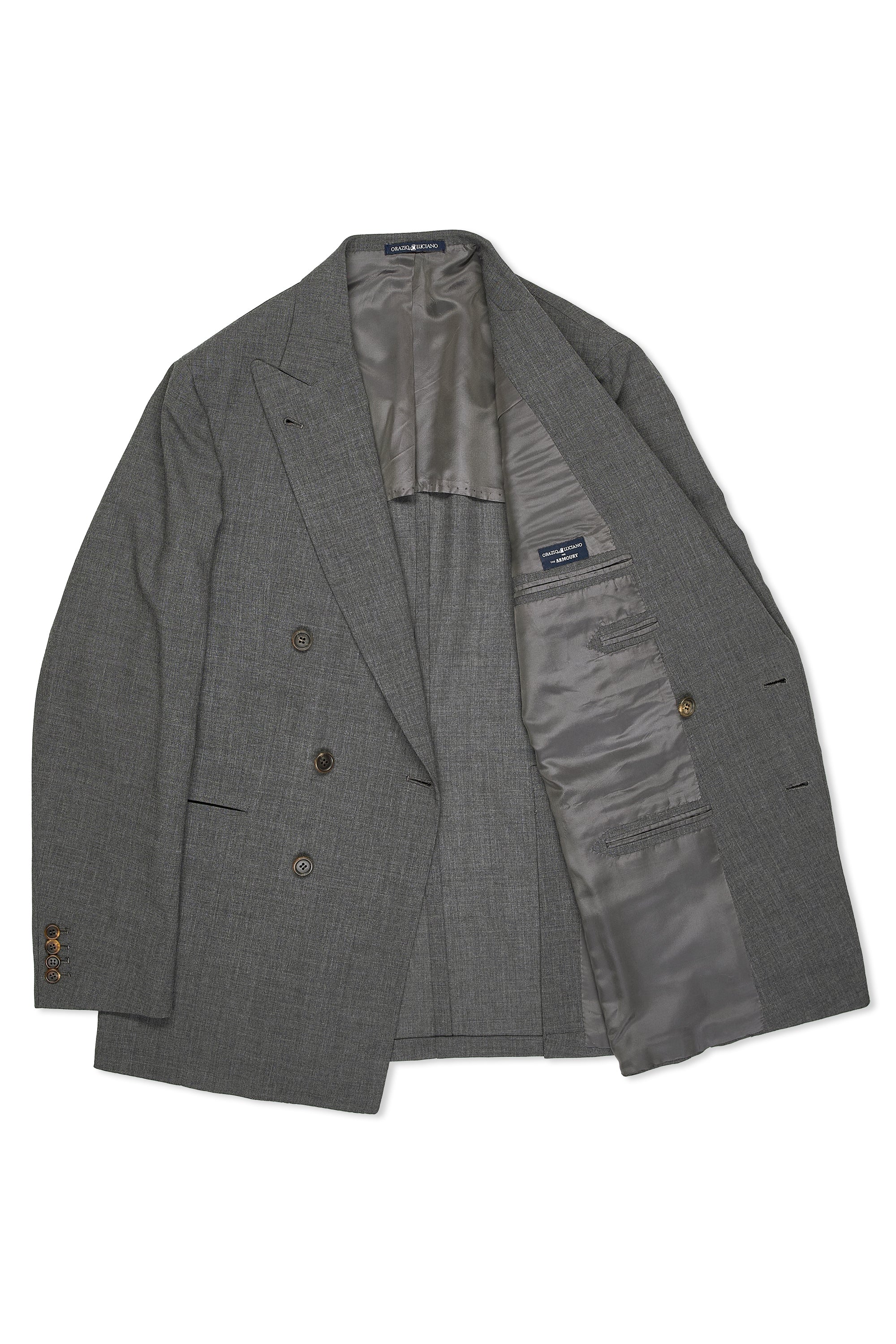 Orazio Luciano Mid Grey Wool Double Breasted Suit