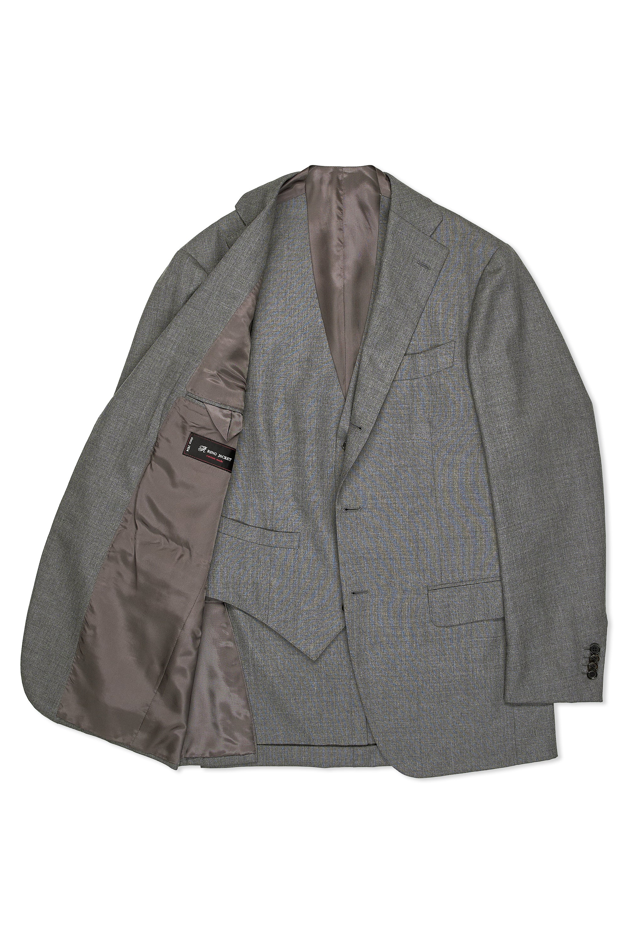 Ring Jacket Mid Grey Wool 3 Piece Suit MTO