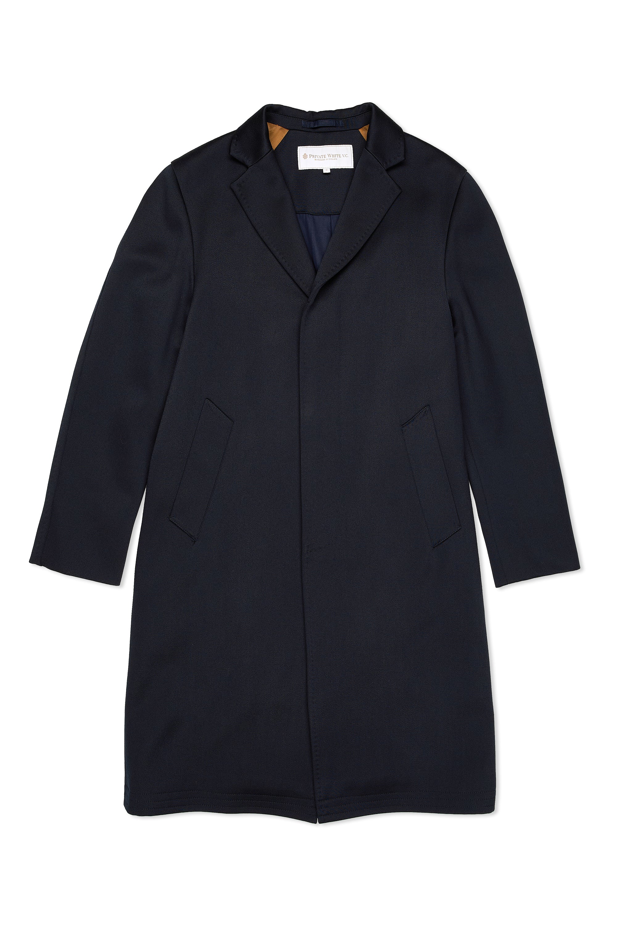 Private White V.C. Navy Wool Overcoat