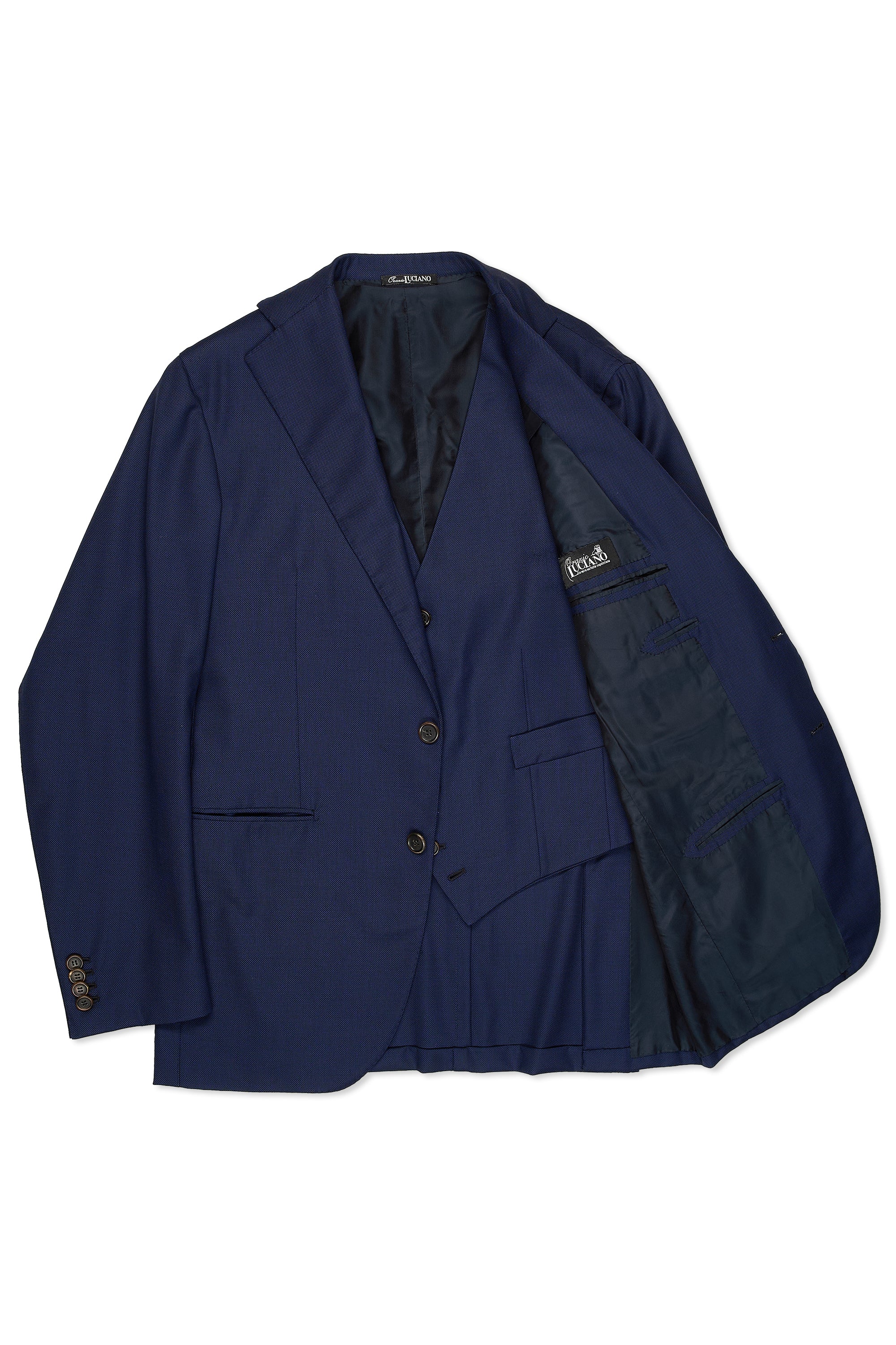 Orazio Luciano Navy Virgin Wool 3 Piece Suit