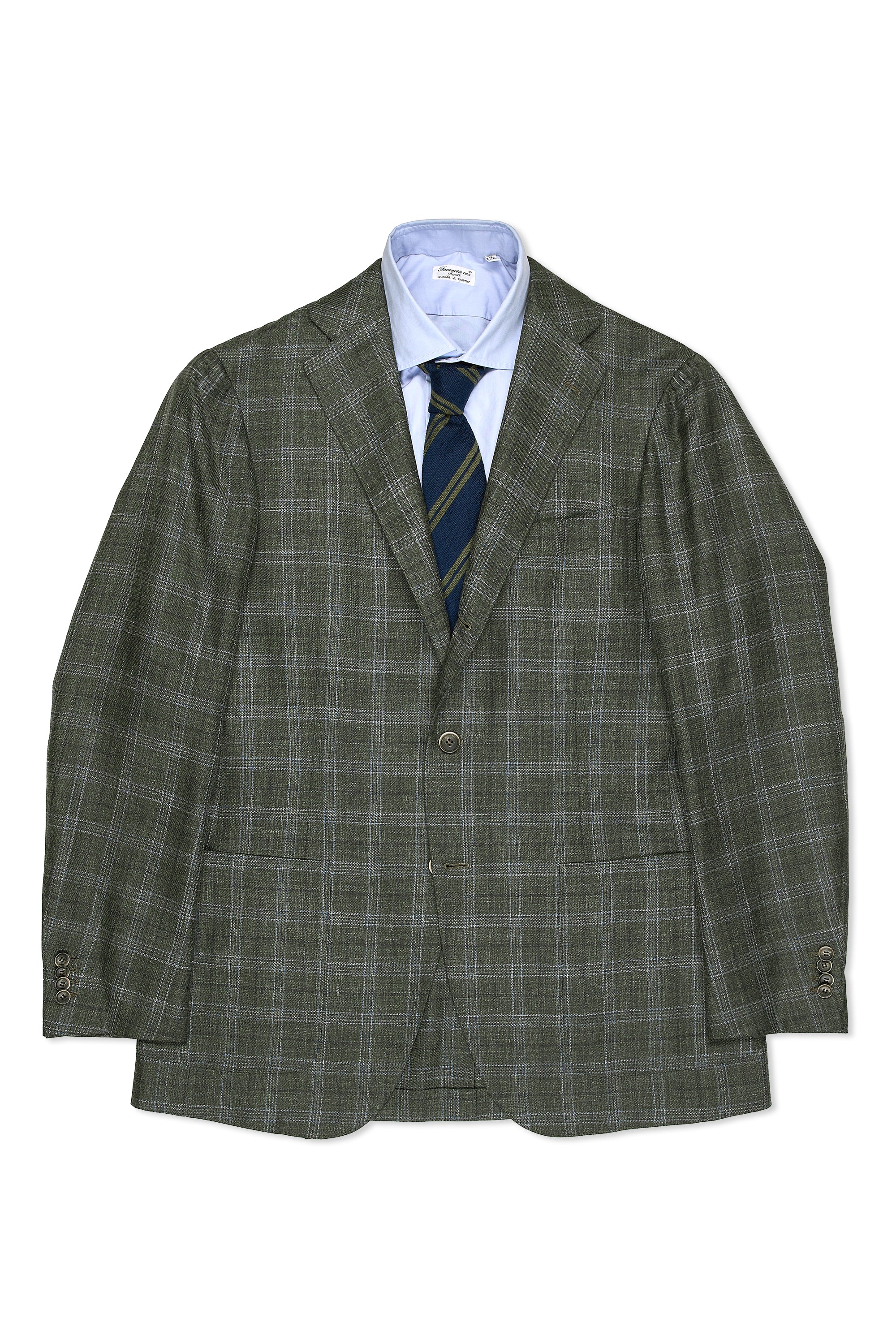 Ring Jacket Meister Dark Green Check Wool/Silk/Linen Sport Coat MTO