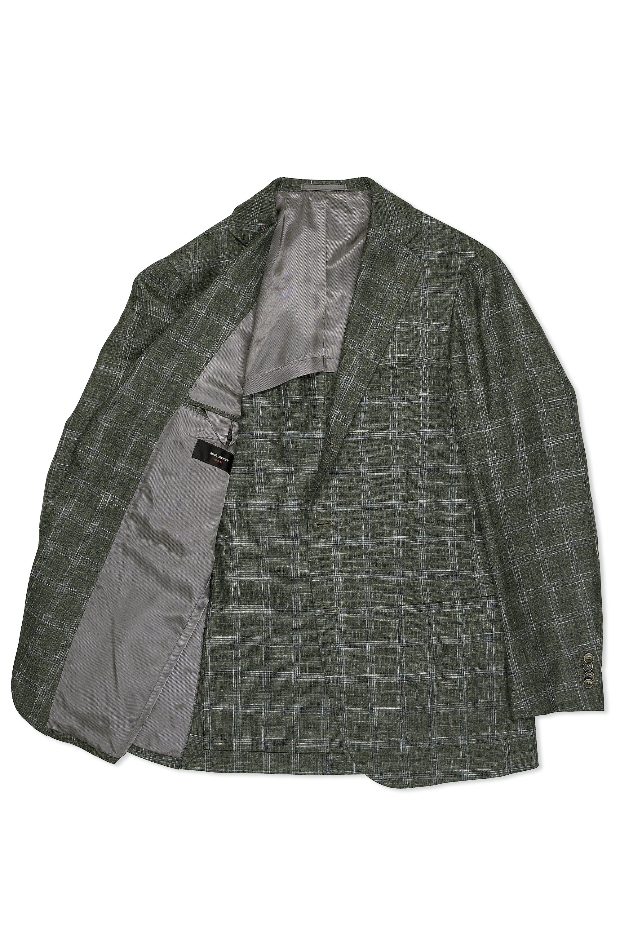 Ring Jacket Meister Dark Green Check Wool/Silk/Linen Sport Coat MTO