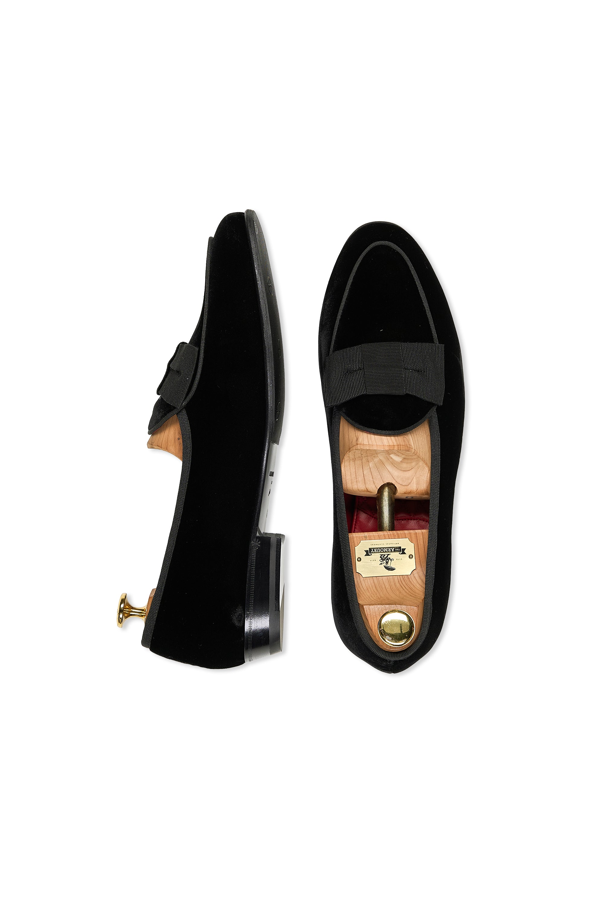 Baudoin & Lange Sagan Classic Black Velvet and Gros Grain Opera Bow Loafers