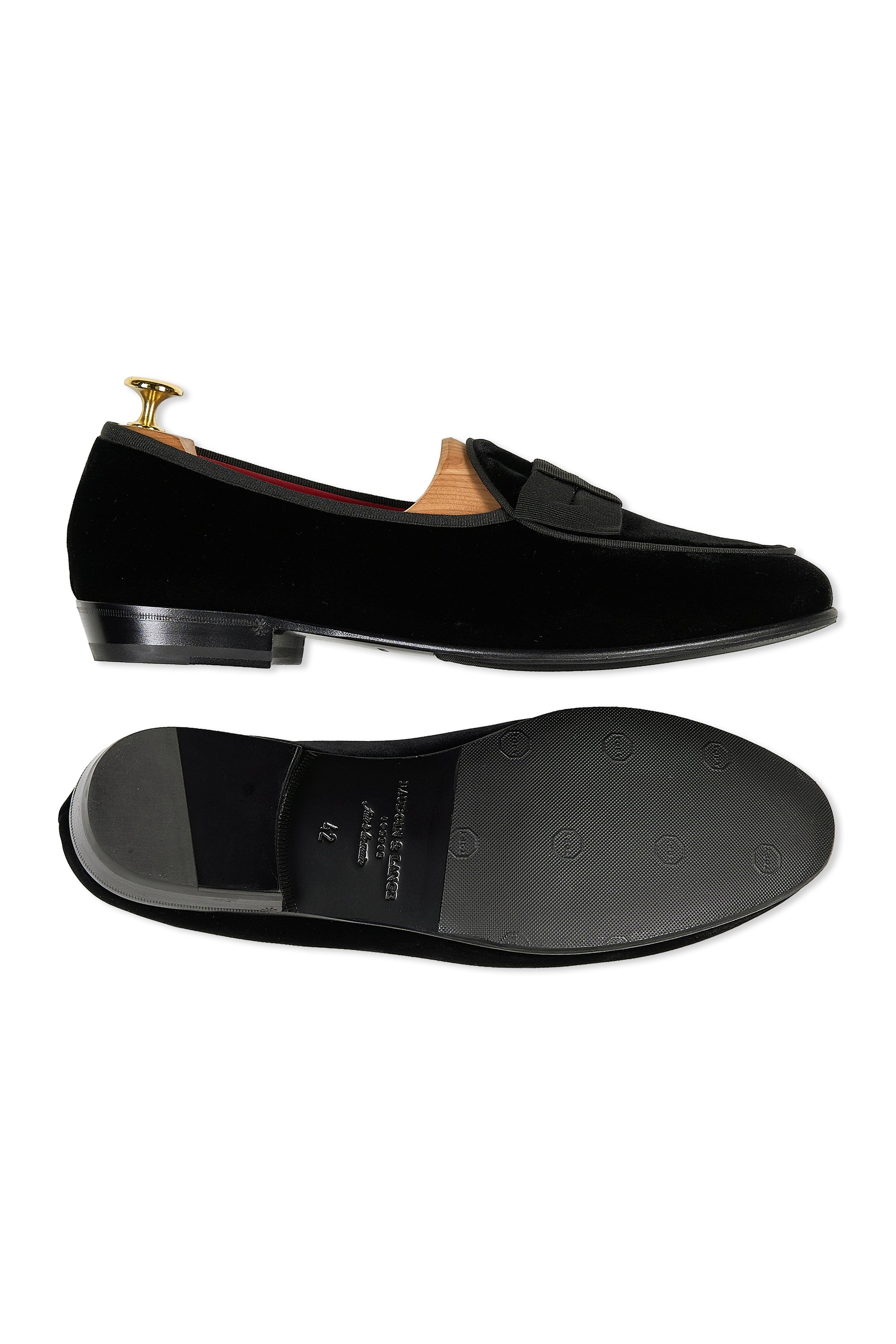 Baudoin & Lange Sagan Classic Black Velvet and Gros Grain Opera Bow Loafers