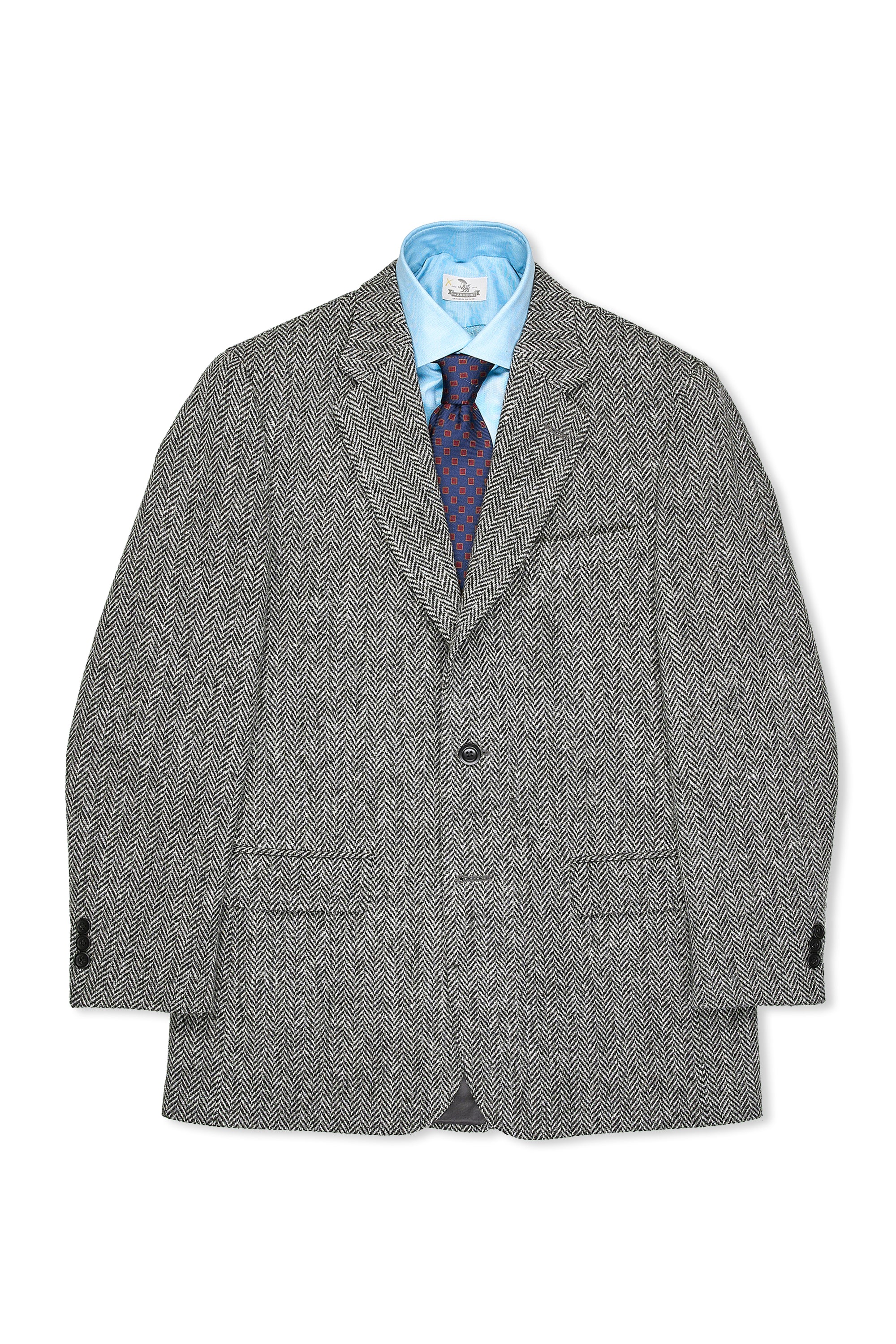 O'Connell's Black/White Herringbone Harris Tweed Wool Sport Coat