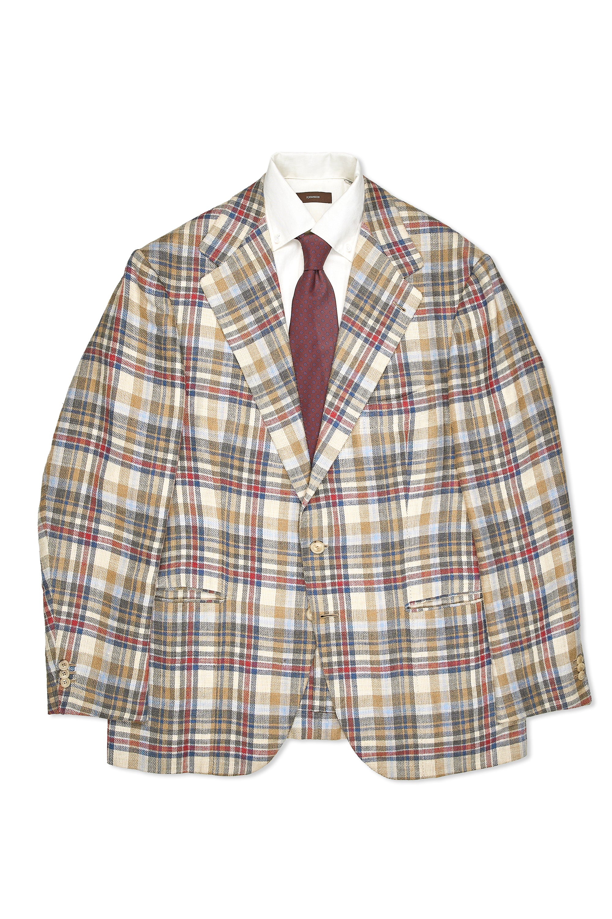 Anglofilo Beige/Blue/Red Linen/Silk Sport Coat