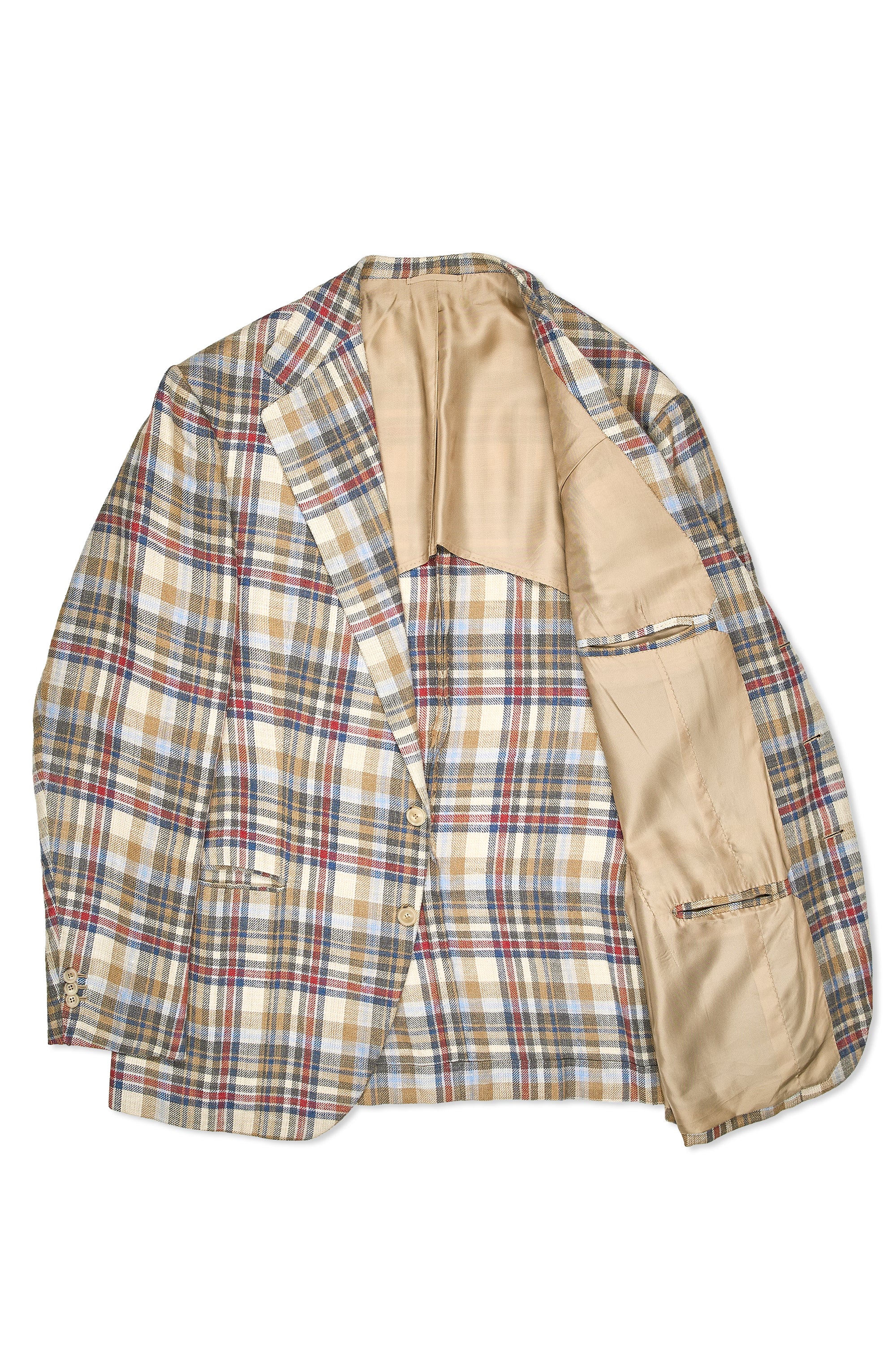Anglofilo Beige/Blue/Red Linen/Silk Sport Coat