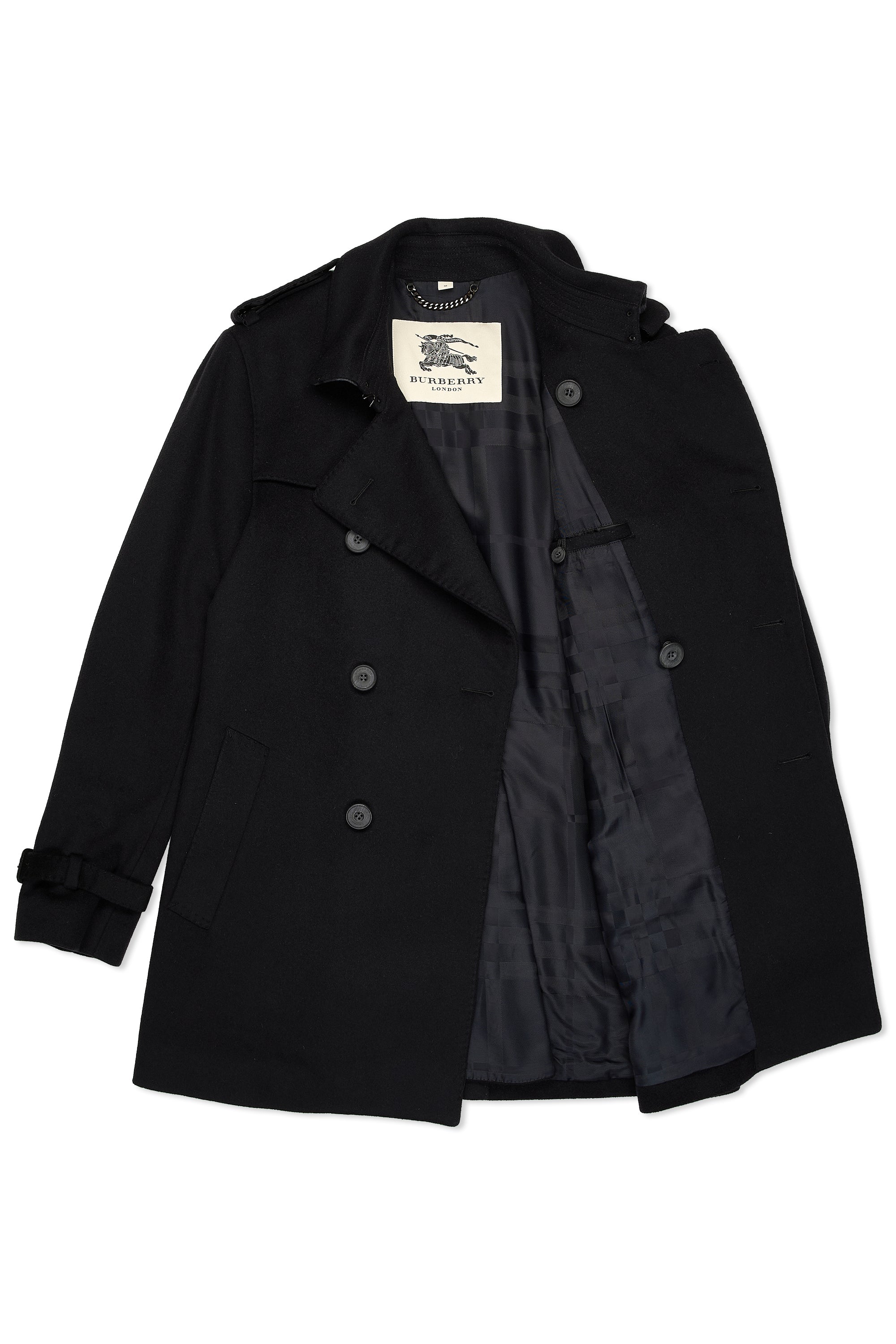 Burberry Black Wool/Cashmere Double Breasted Coat