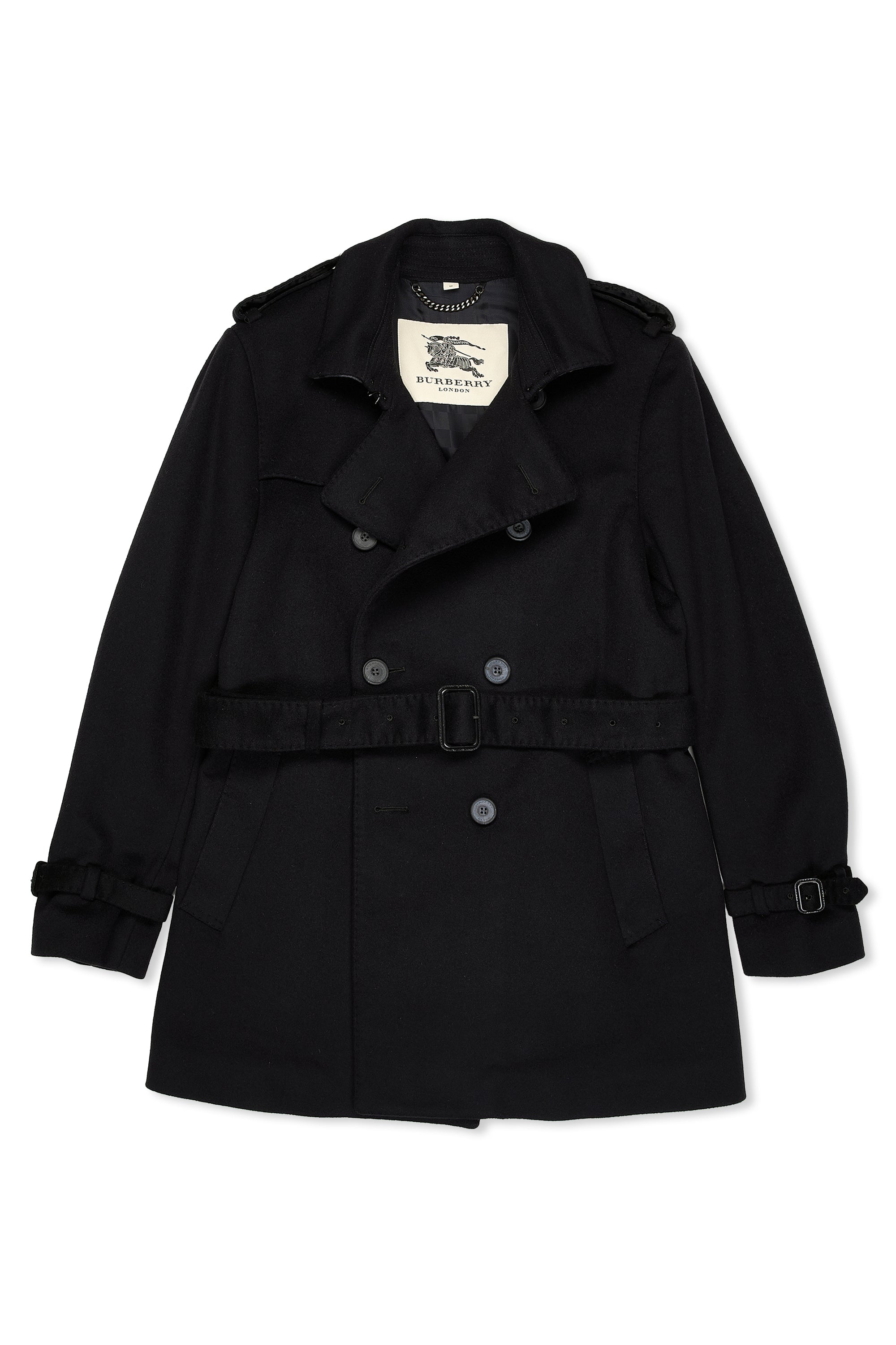 Burberry Black Wool/Cashmere Double Breasted Coat