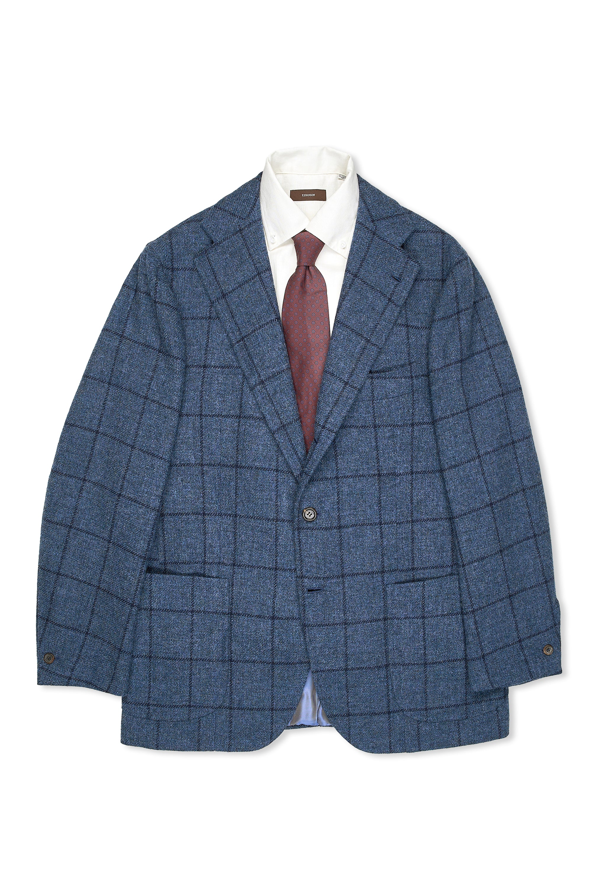 Orazio Luciano Blue with Navy Windowpane Wool Tweed Sport Coat