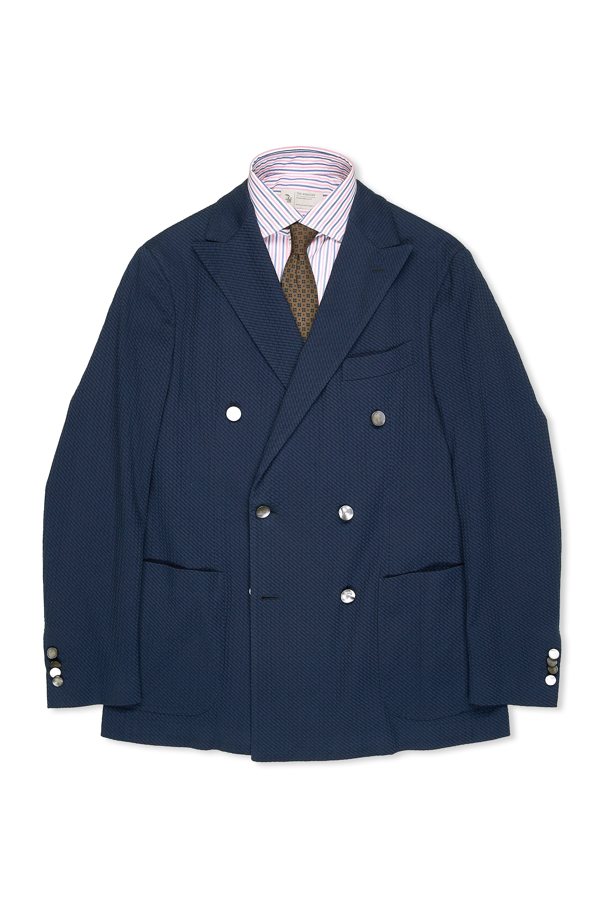 THE GIGI Navy Weave Cotton Double Breasted Sport Coat