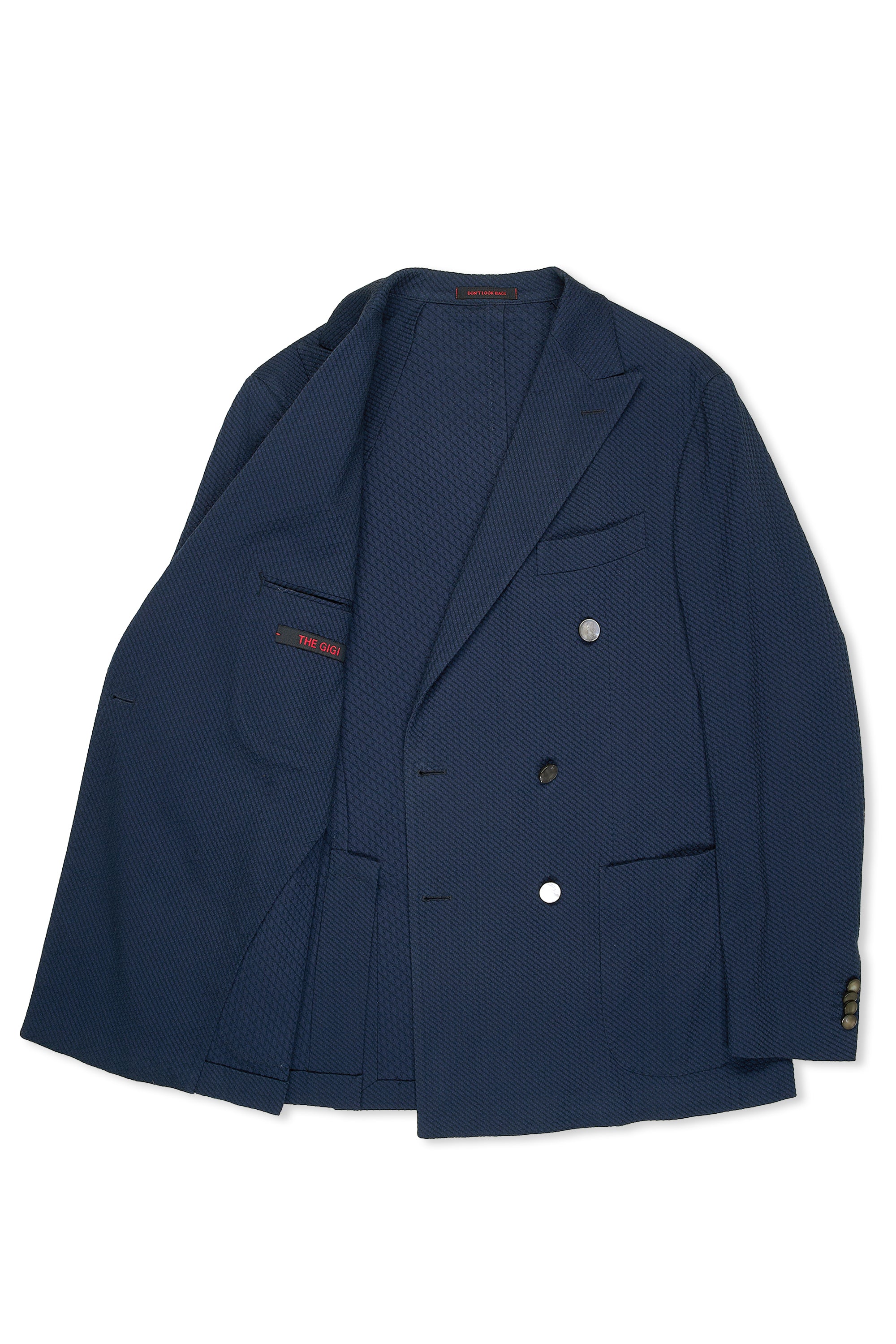 THE GIGI Navy Weave Cotton Double Breasted Sport Coat