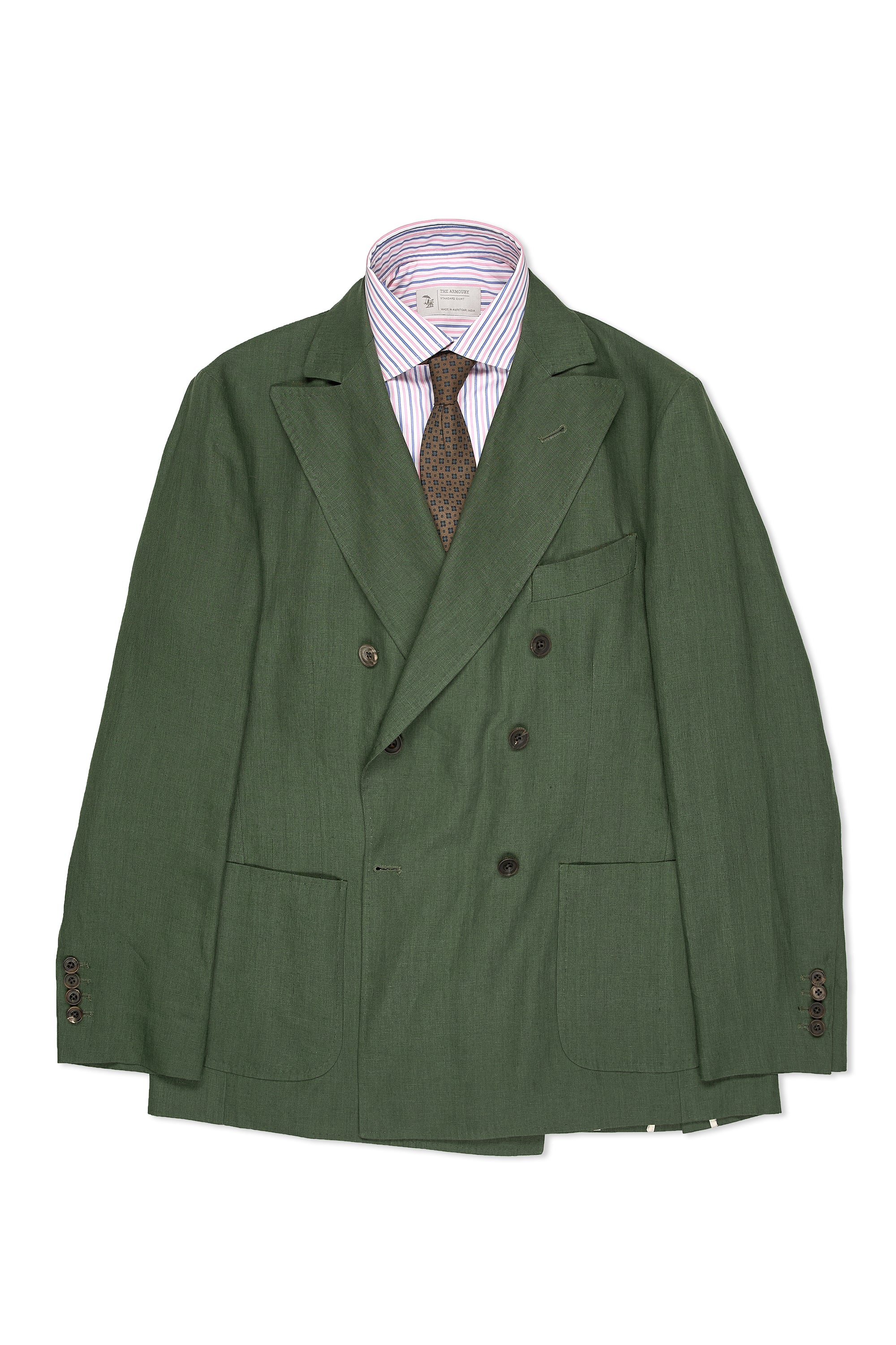 Rubinacci Green Linen Double Breasted Sport Coat