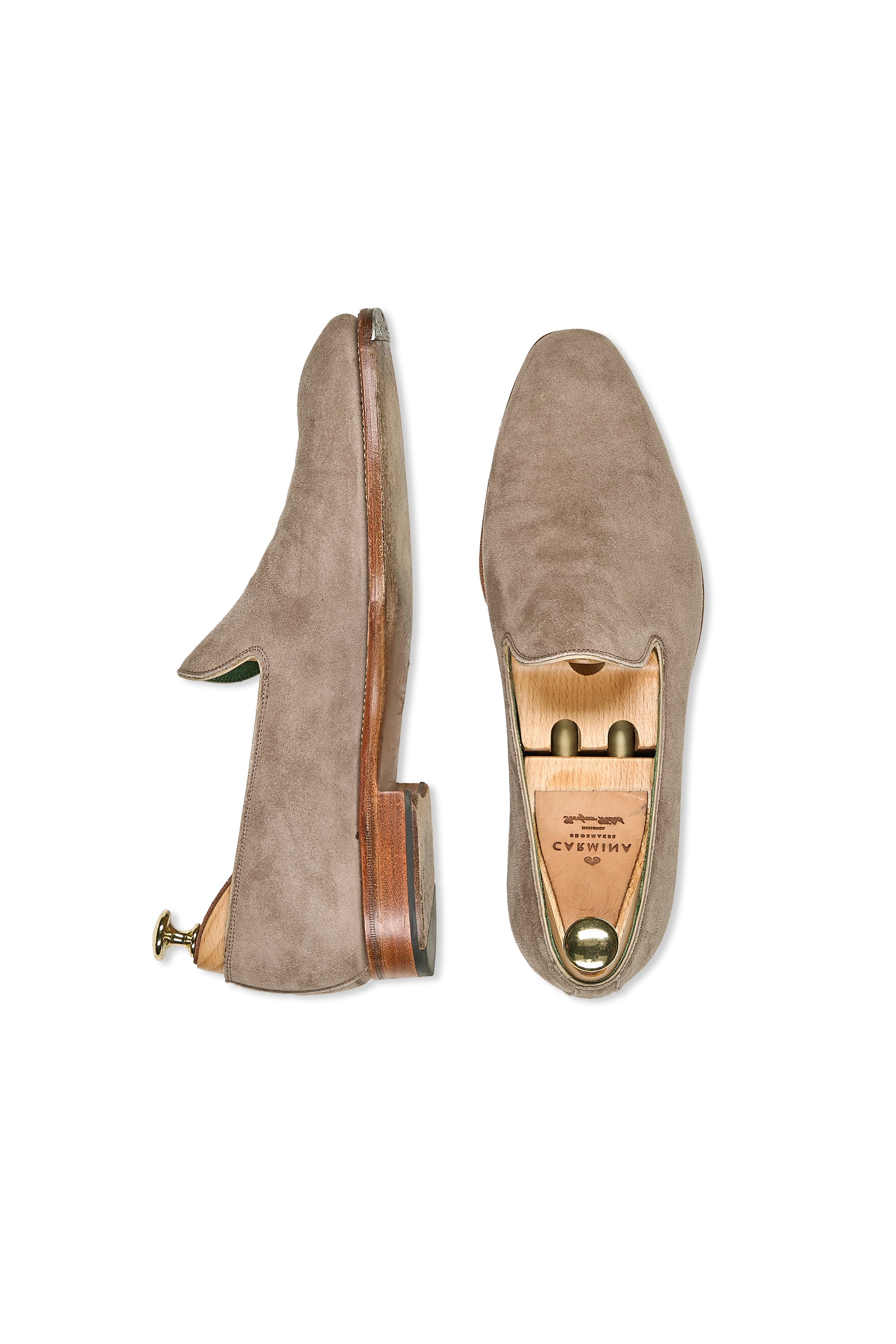 Carmina Taupe Suede Plain Toe Loafers