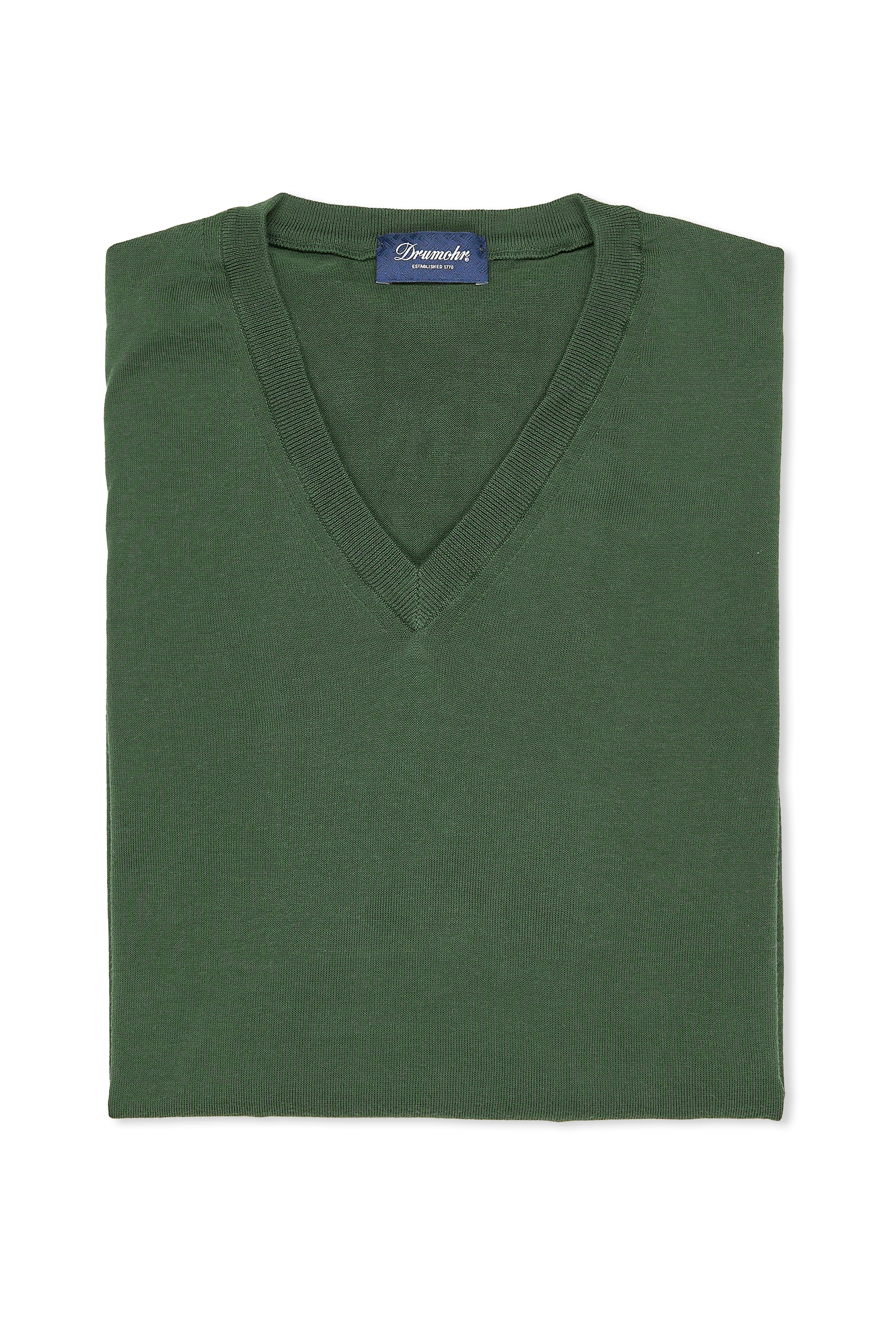 Drumohr Green Cotton V-neck Sweater