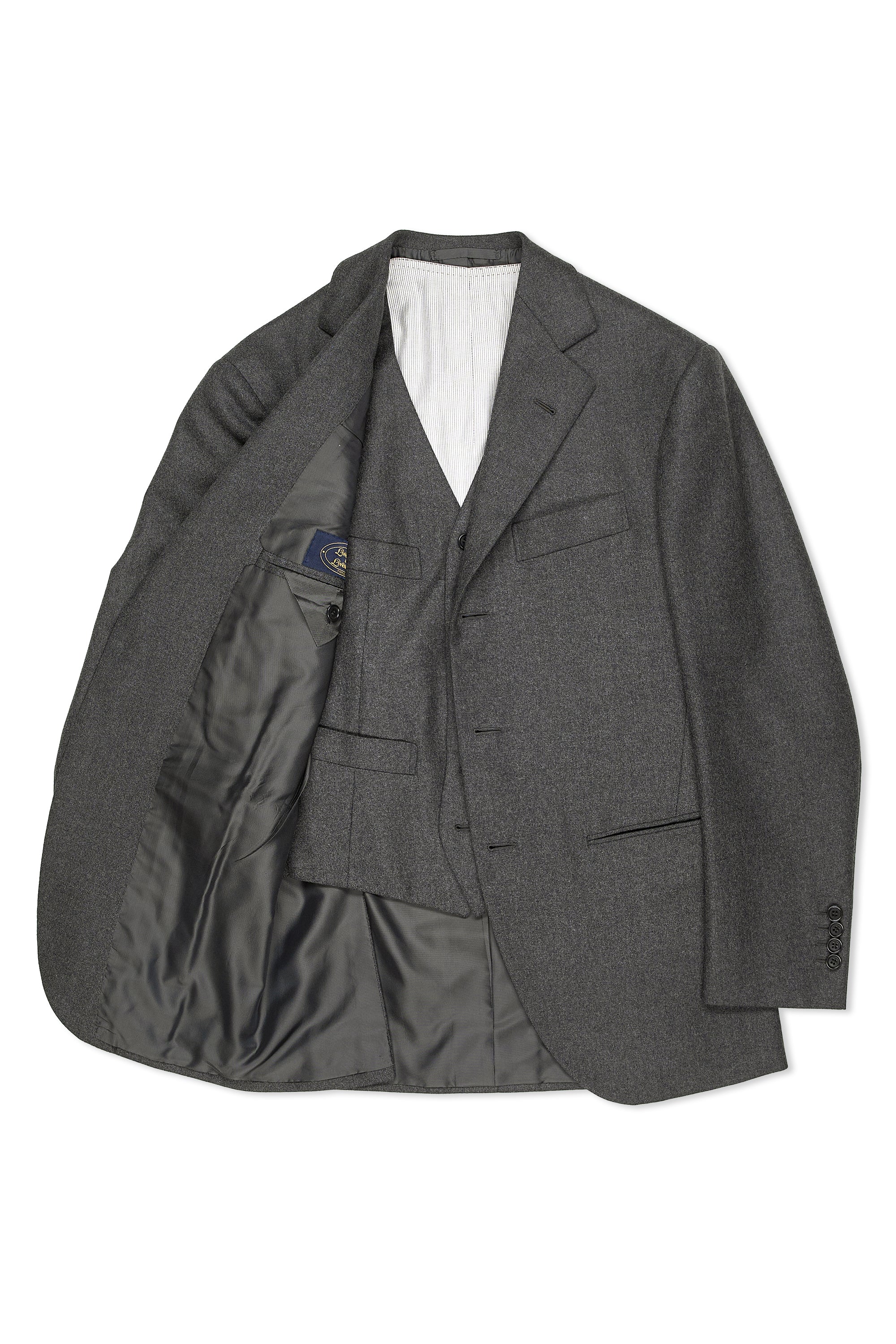 Liverano & Liverano Grey Flannel Wool 3 Piece Suit Bespoke