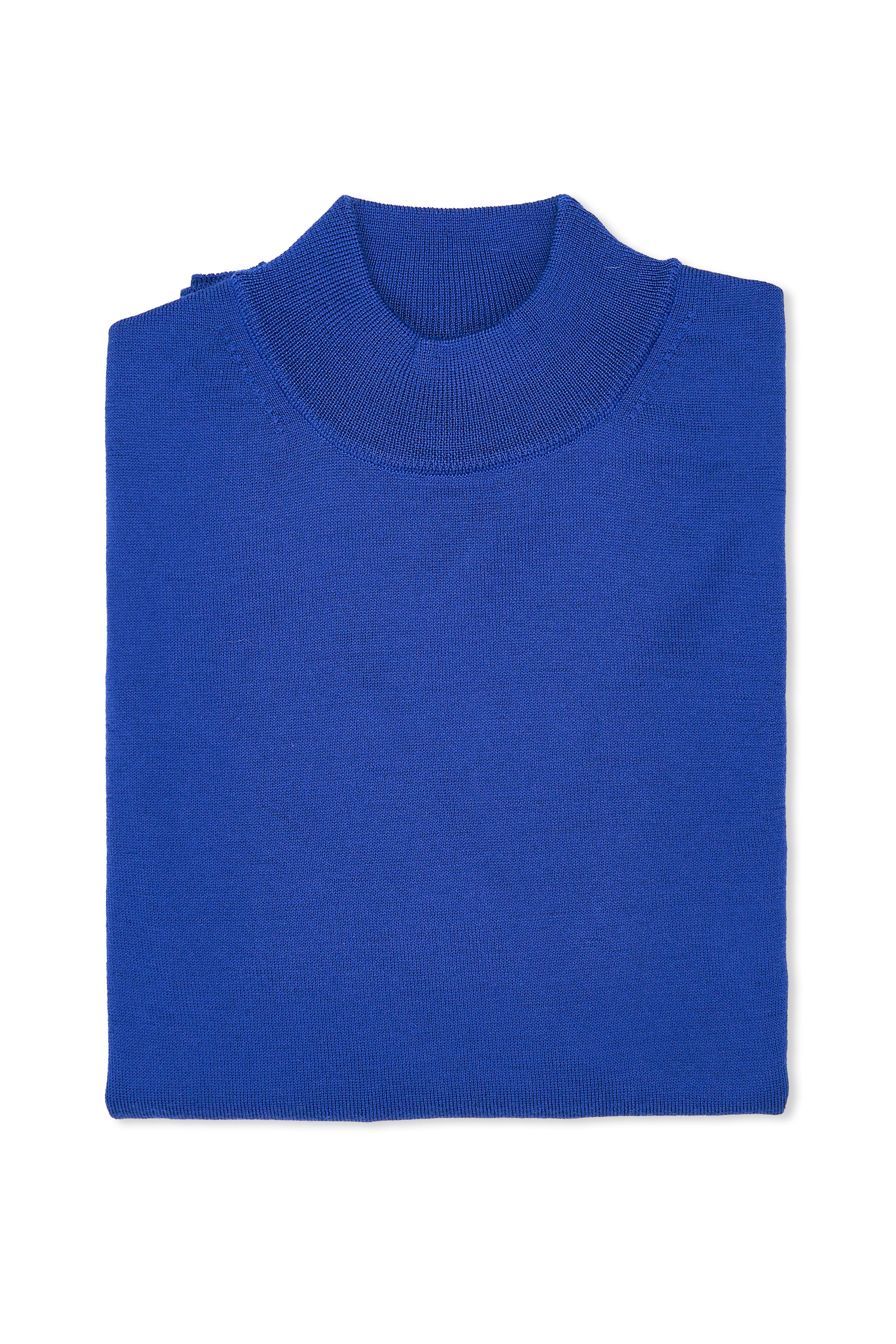 Moon Castle Blue Wool Mock Neck Knitted Long Sleeve Sweater *sample*