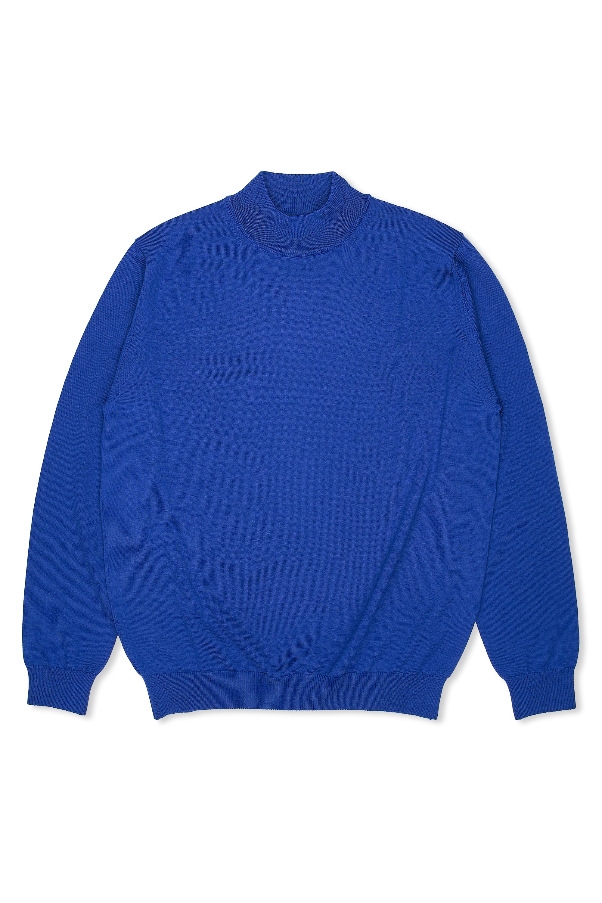 Moon Castle Blue Wool Mock Neck Knitted Long Sleeve Sweater *sample*