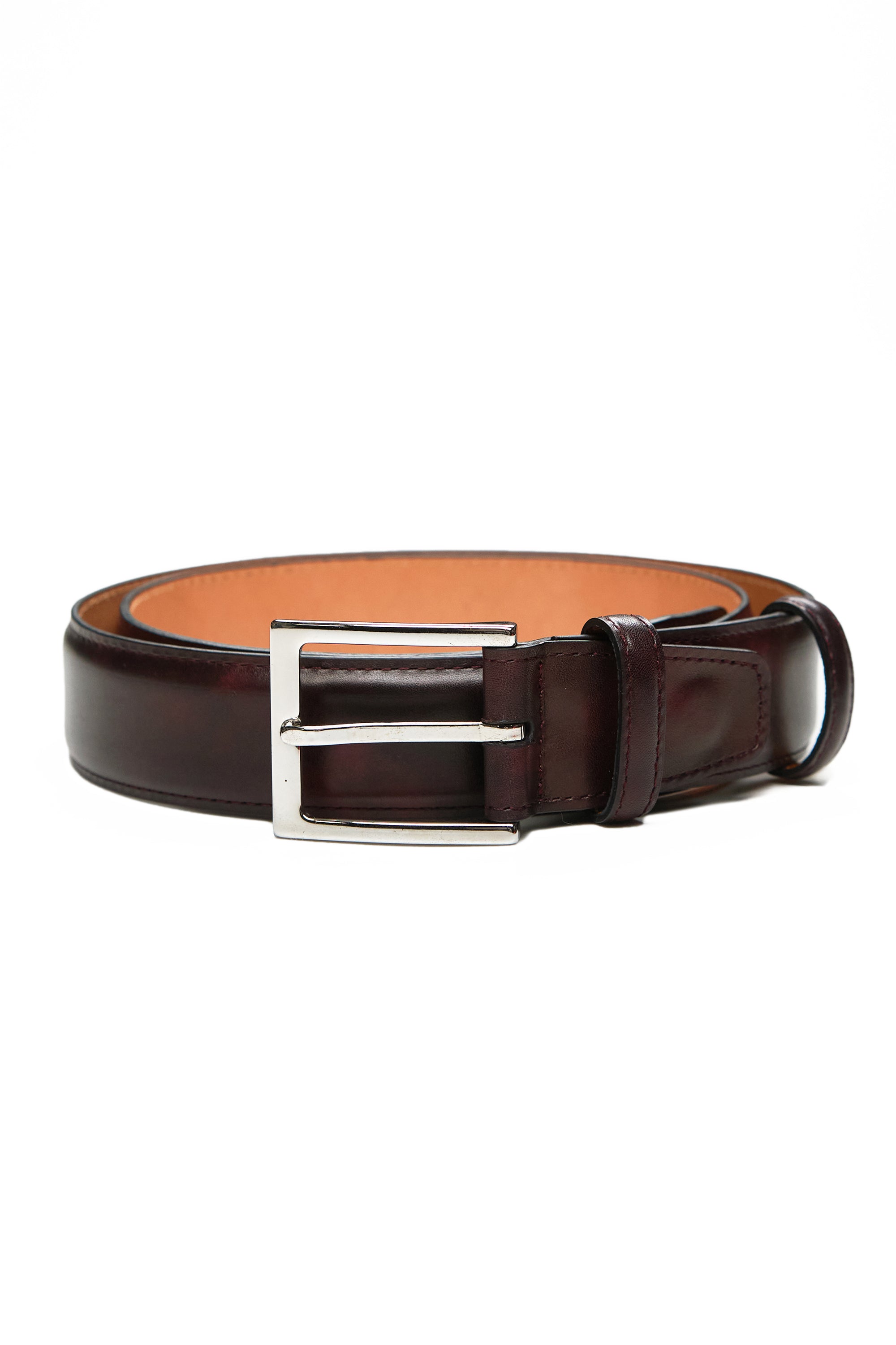 Carmina C02571-028 Burgundy Museum Calf with Nickel Buckle Belt
